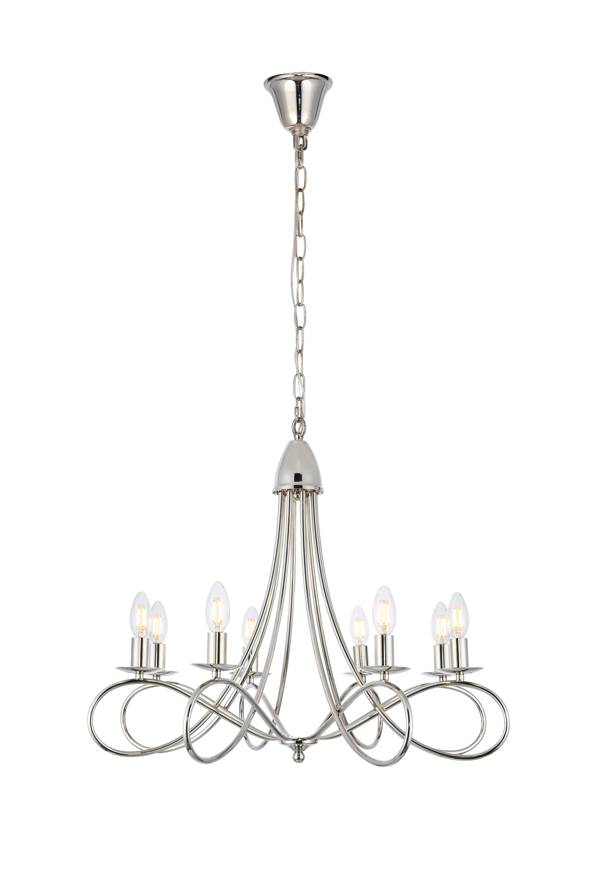 Elegant Decor Home Furnishing 8 -Light Polished Nickel Transitional Cone Large Hanging Pendant Light
