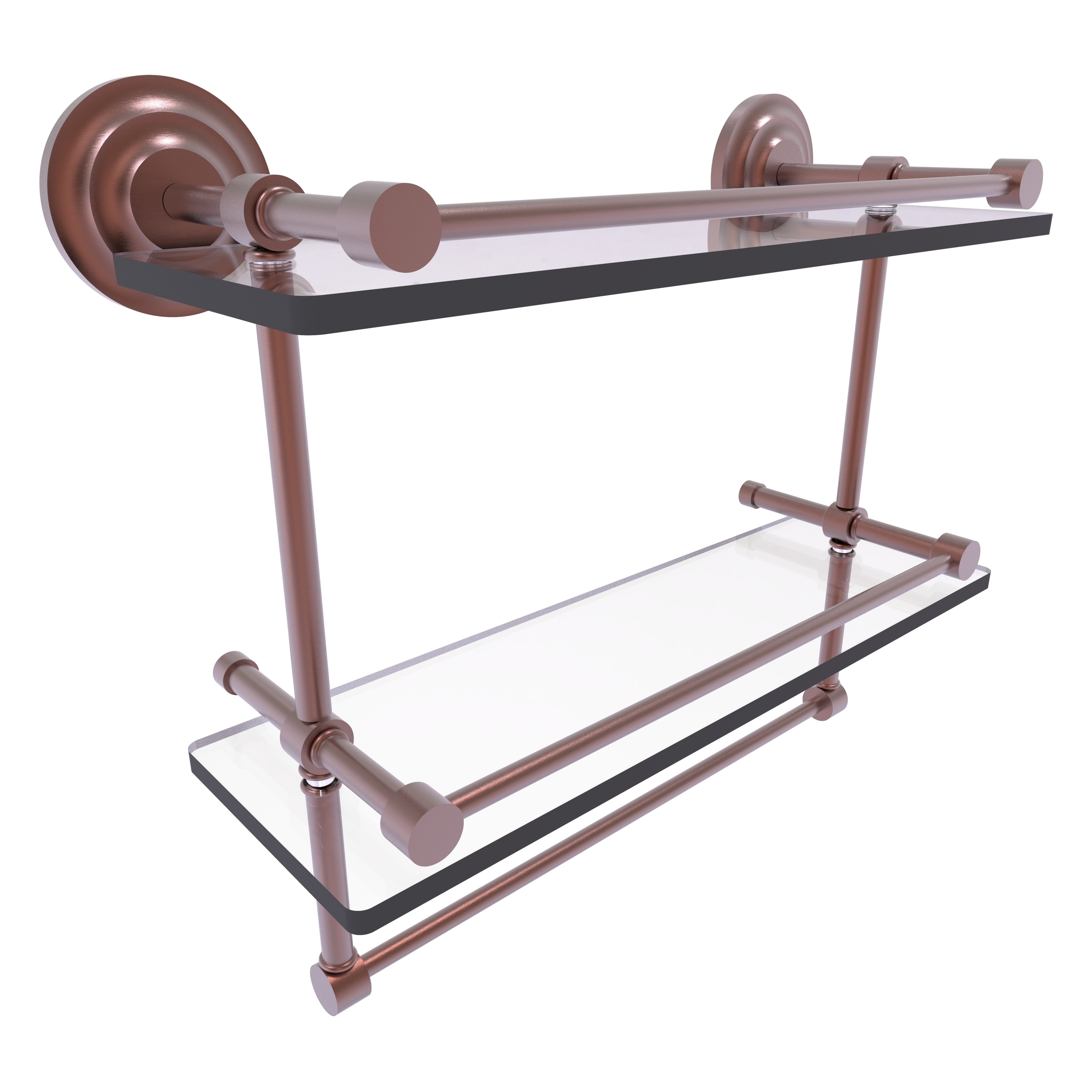 Allied Brass QN-2TB/16-GAL-CA Que New Antique Copper 2 -Tier Wall mount Bathroom Shelf ( 16-in x 12-in x 5-in )