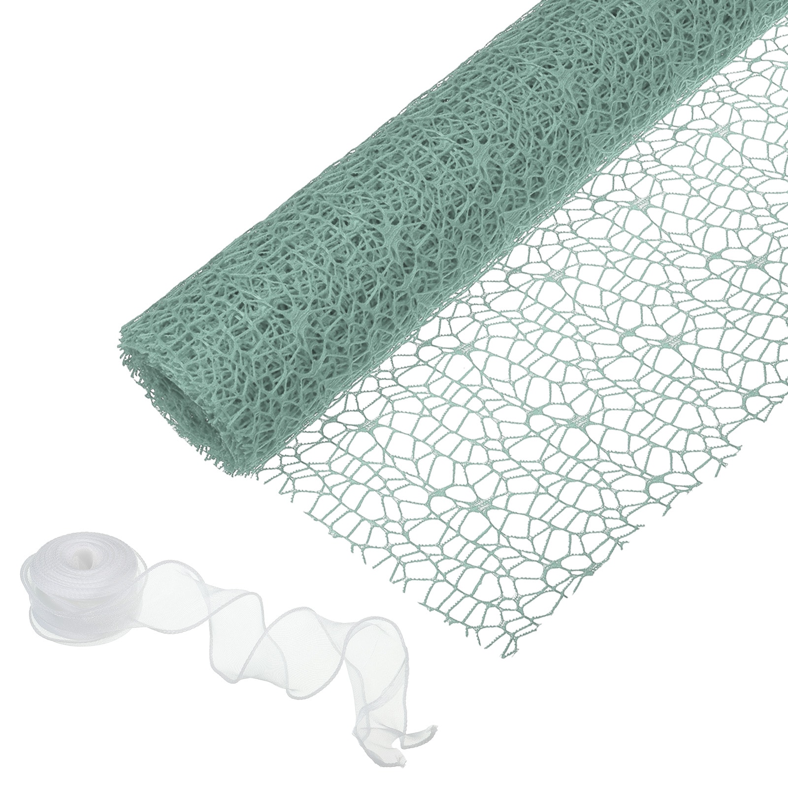PATIKIL Flower Wrapping Mesh Paper 15ft Floral Bouquet Craft Packaging Hollow Net Yarn with Ribbon for Flowers Gift Packaging Light Green #S25120203UX3575