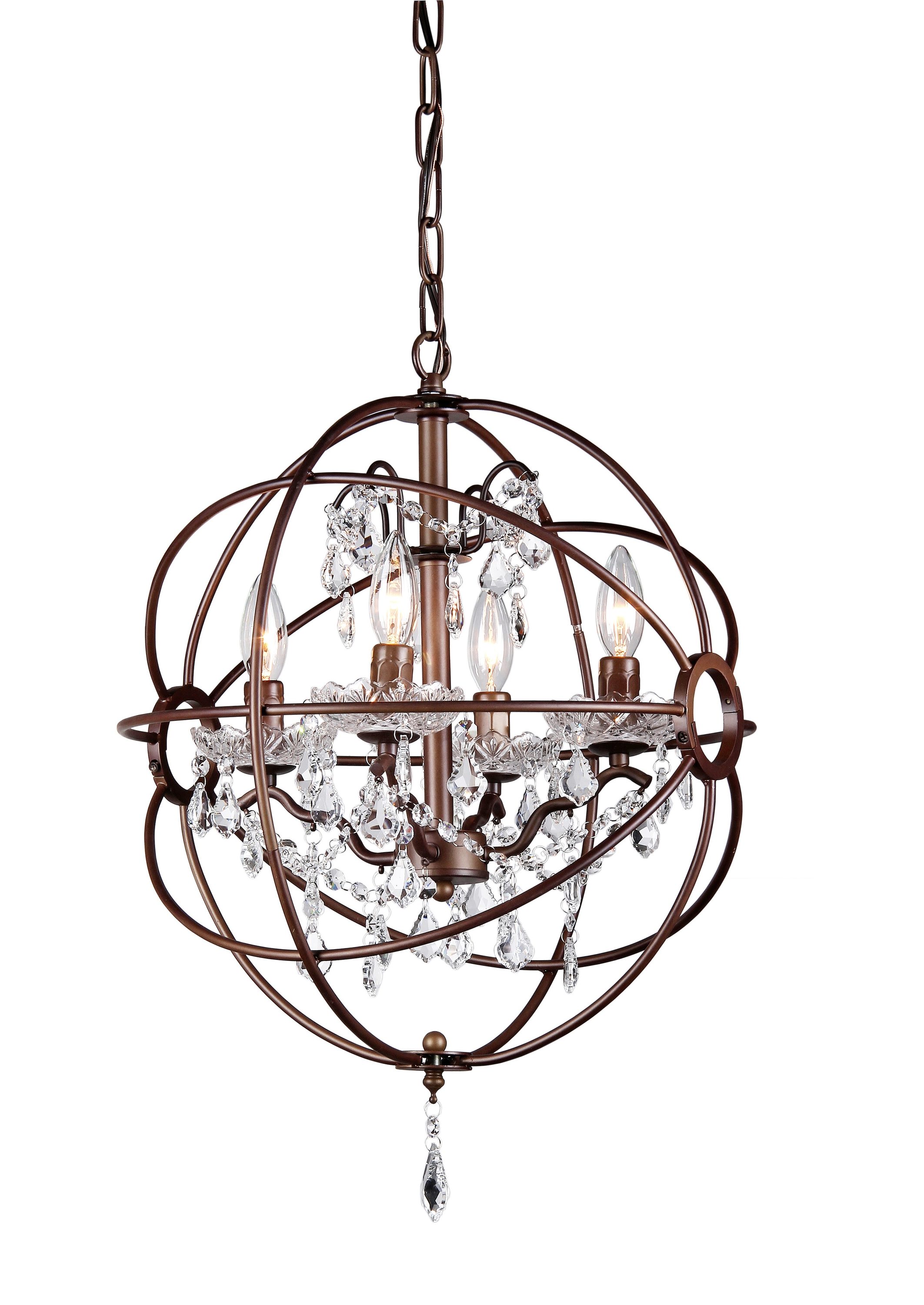 Edwards 17" Antique Bronze Crystal Candle Chandelier