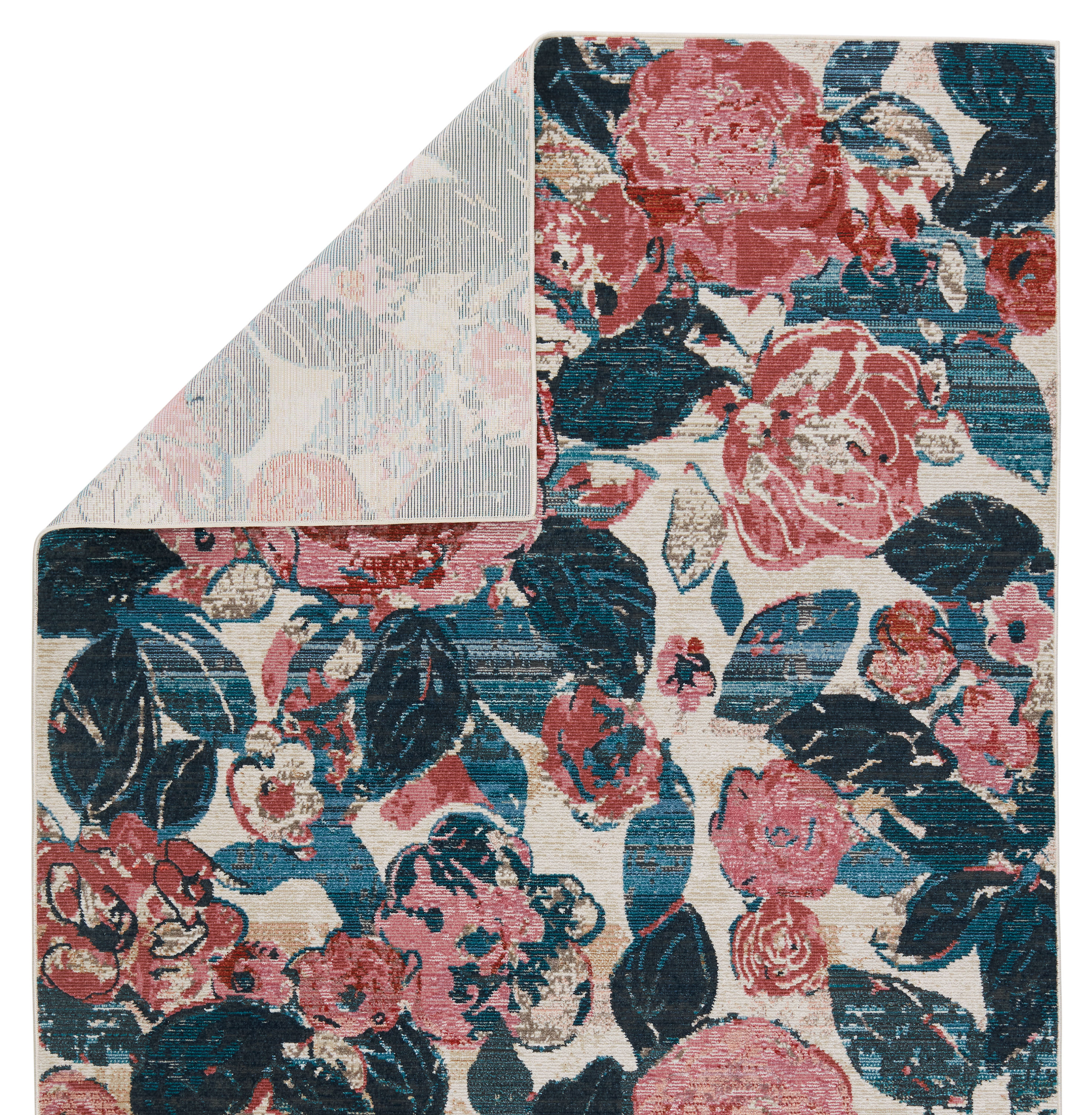 Enchanted Garden Blue Floral 2'6" x 4' Wool-Synthetic Blend Rug