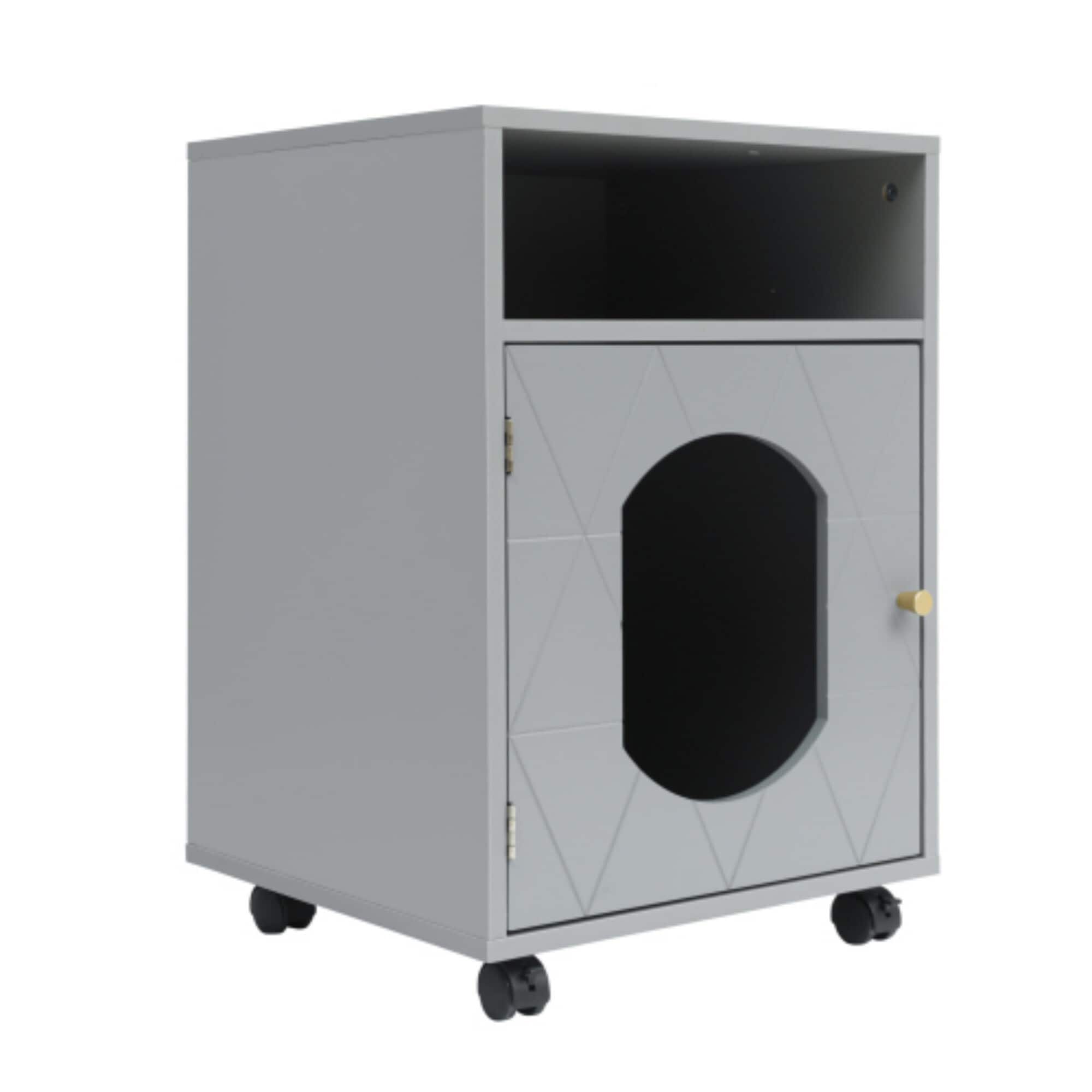 Miki Shinly MTH-7046-09MI Cat Home End Table 15.55-in W x 25.08-in H Gray Wood Rectangular Modern End Table Assembly Required