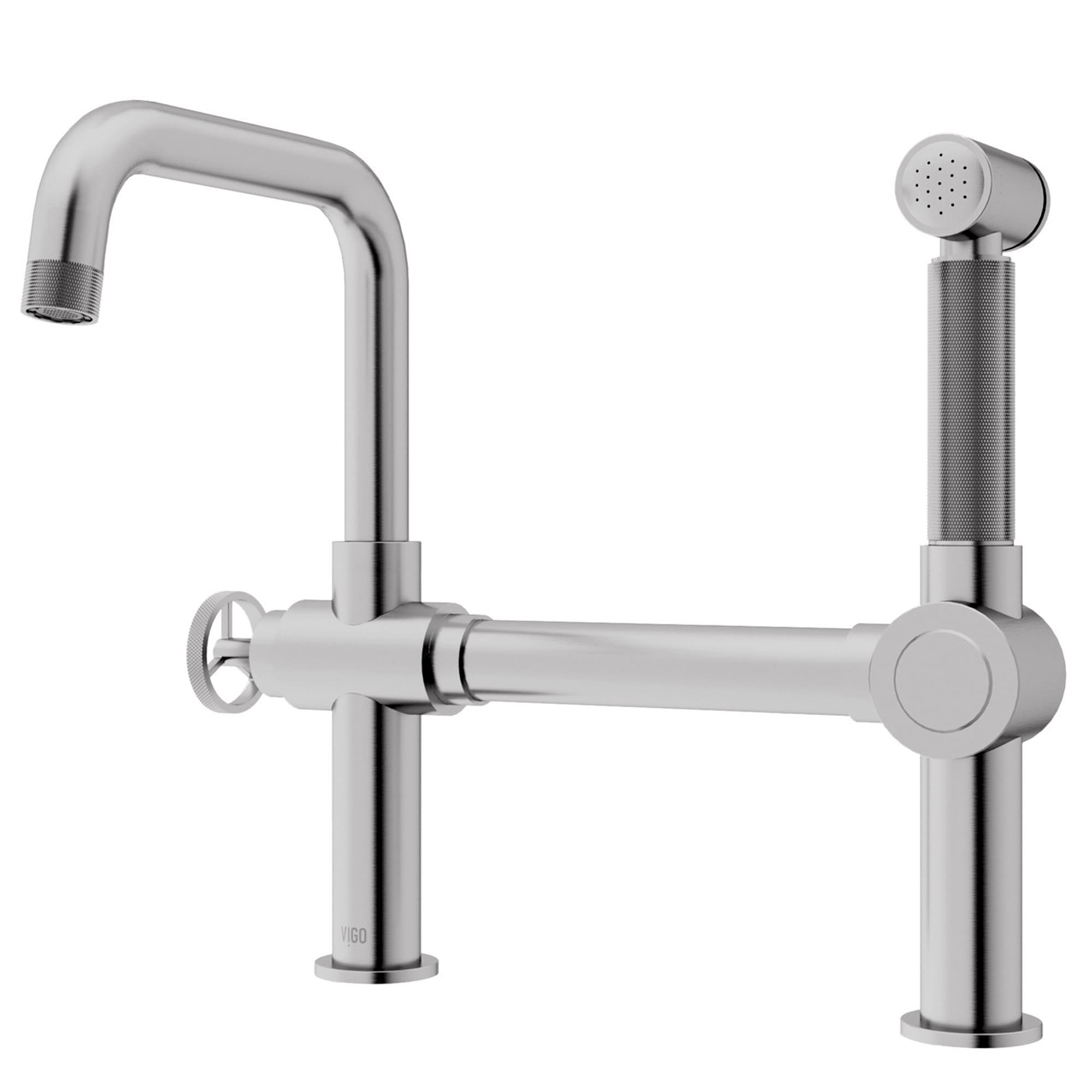 VIGO VG02050ST Cass Stainless Steel Single Handle Deck-mount Bridge Kitchen Faucet ( Side Sprayer Included )