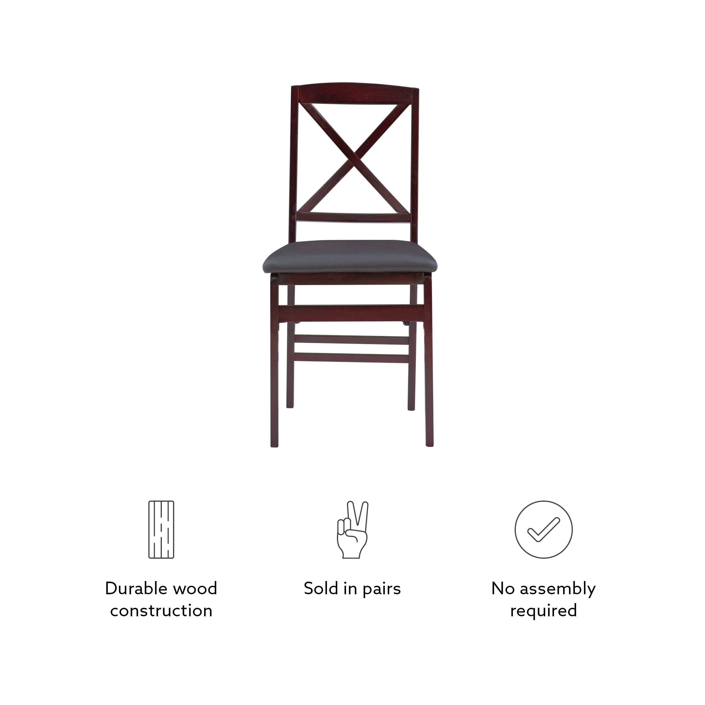 Brown Faux Leather High Cross Back Side Chair Set