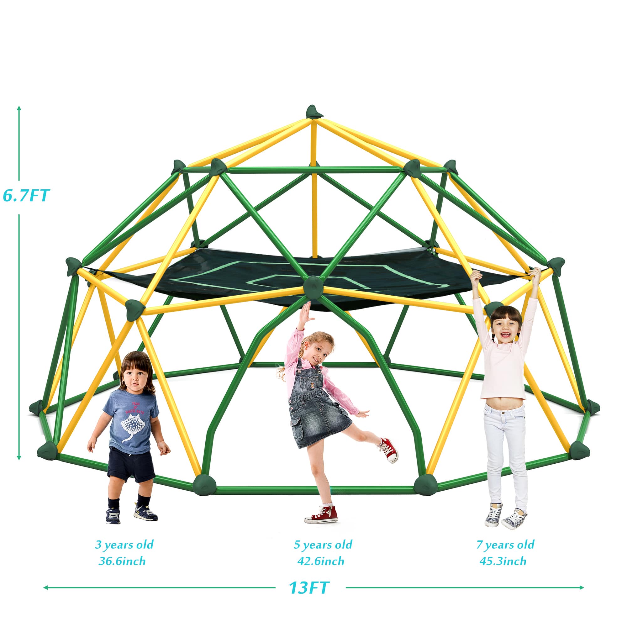 Rbied 12ft Geometric Dome Climber with Hammock Rust & UV Resistant ...