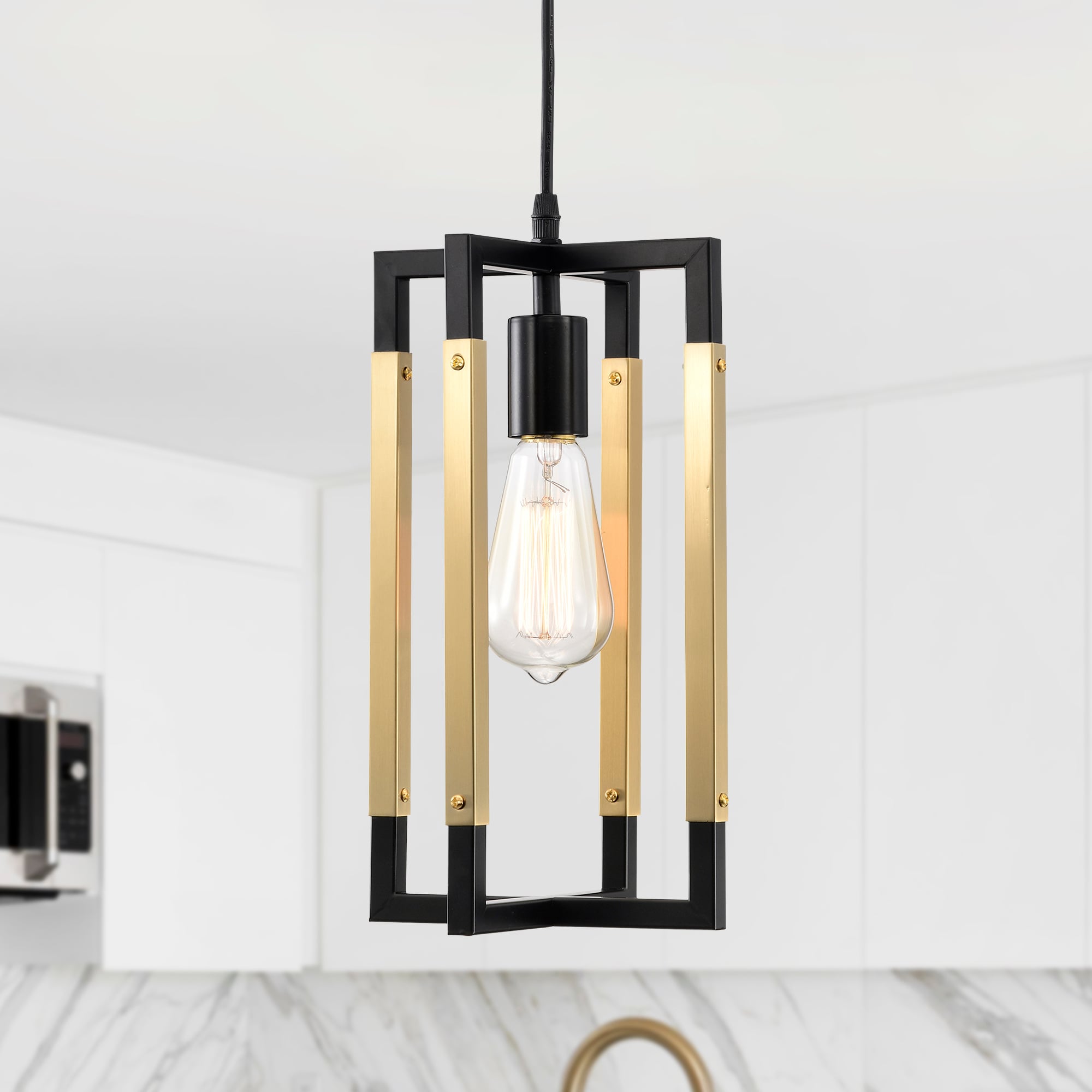 Warehouse of Tiffany MD138/1BS 1 -Light Matte Black Modern/contemporary For Use in Bedrooms, Dining Rooms, Foyers, Kitchens, Living Rooms Chandelier