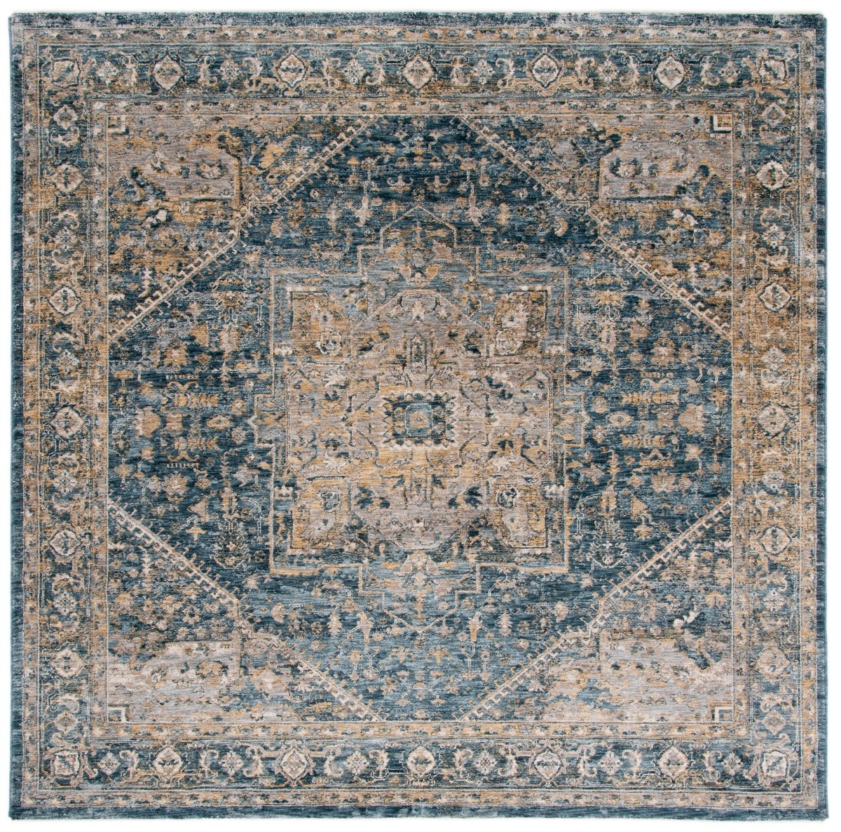 Valencia 568M Blue/Gold 6 X 6 Area Rug