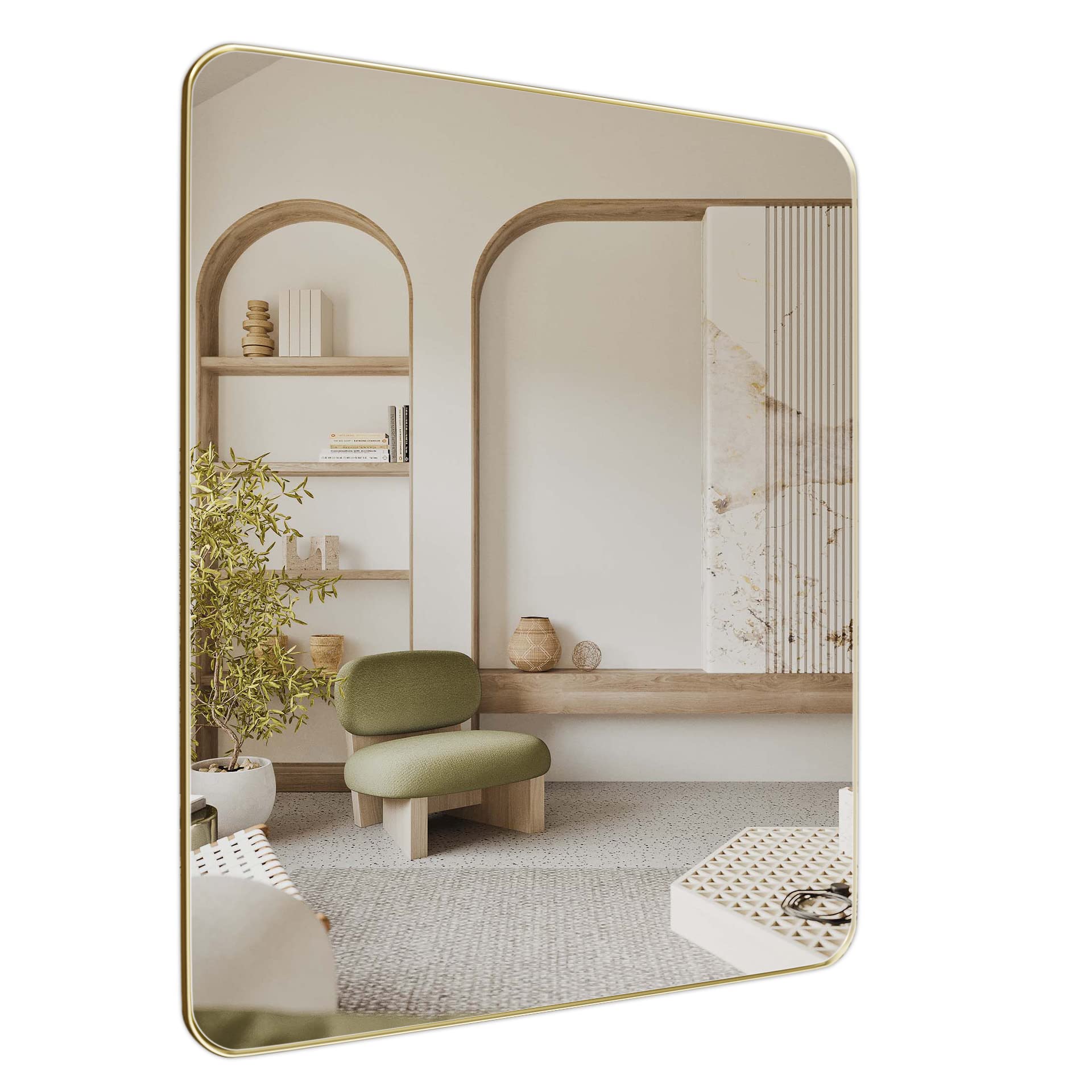 Phewnyzo Gold Bathroom Vanity Mirror 30 x 36 Inch Rectangle Wall Mirror ...