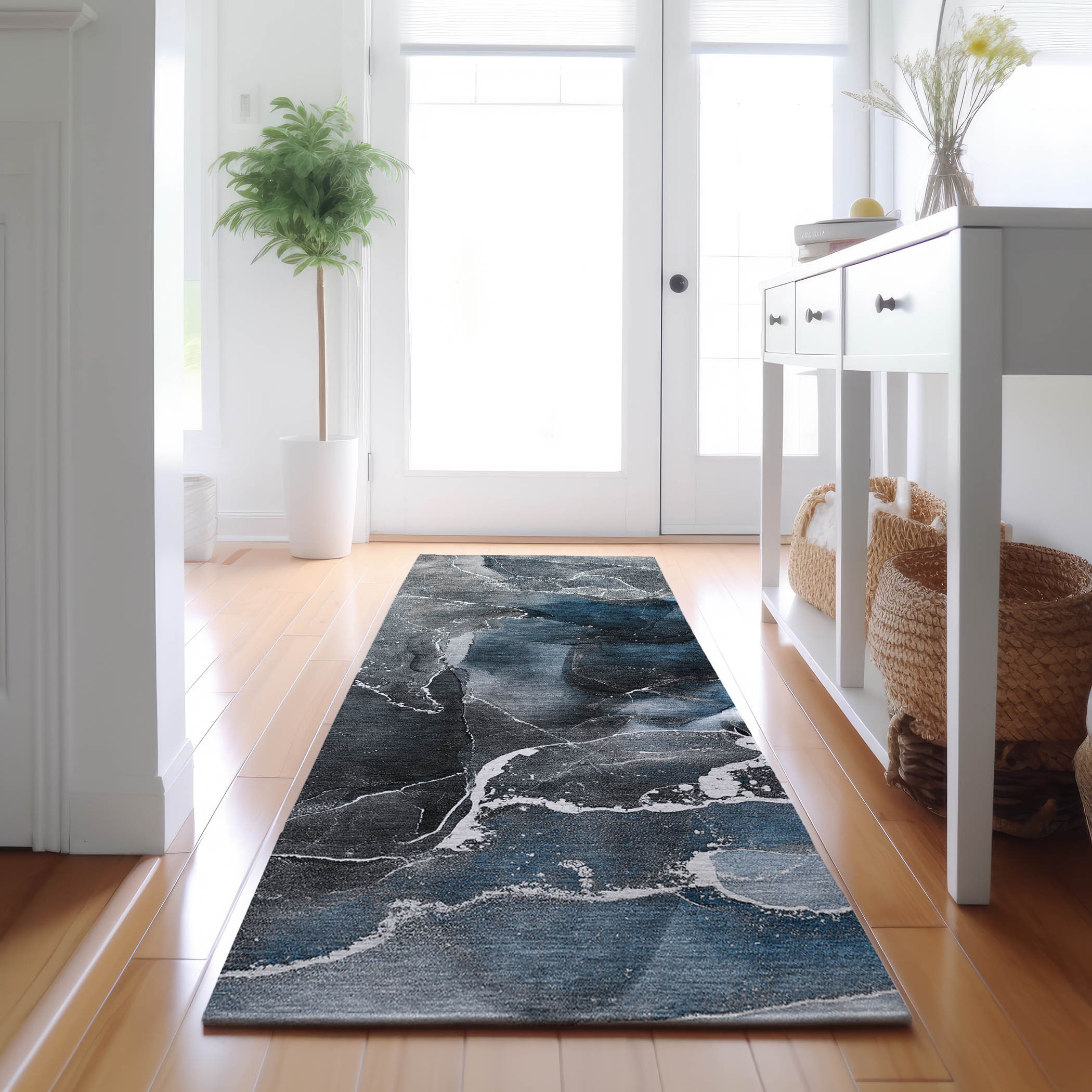 Addison Rugs AMF537BU8X10 Mayfield AMF537BU 8 x 10 (ft) Loomed Polyester Blue Rectangular Indoor Geometric Machine washable Area rug