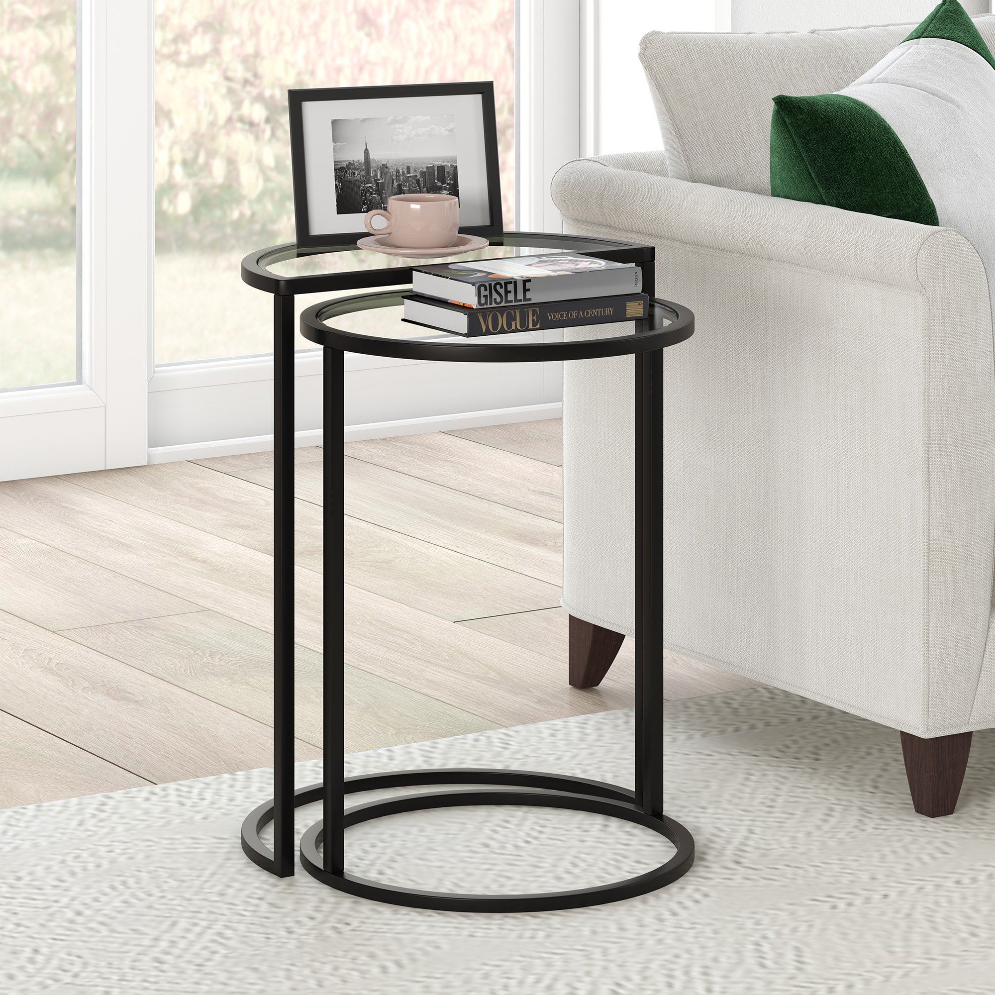 Hailey Home Luna 18-in W X 24-in H Blackened Bronze Glass Round 