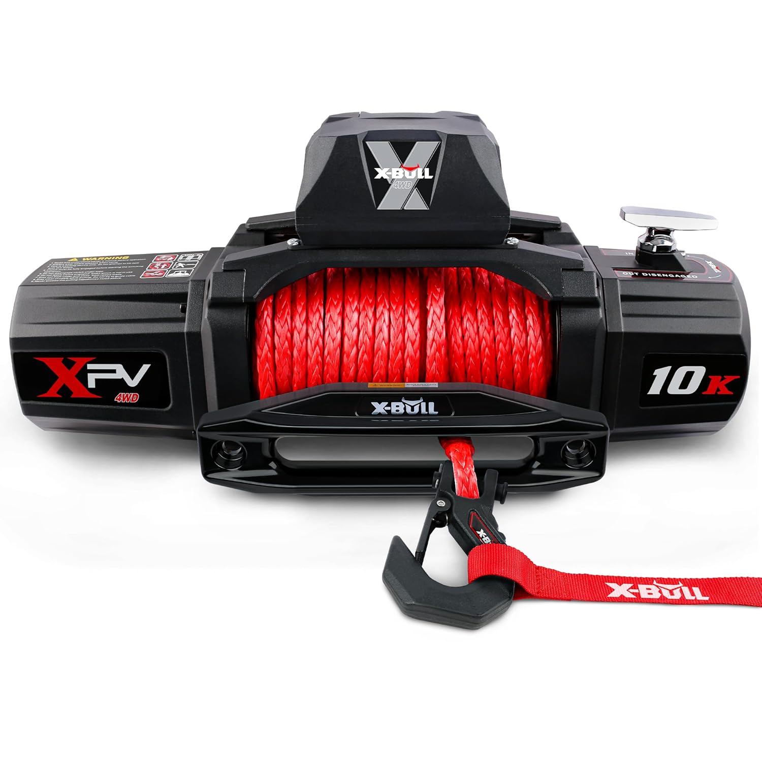 X-BULL 10000 lb Capacity 12V Electric Winch Kit with Synthetic Rope Wireless Remote and Corded Control IP67 Waterproof Hawse Fairlead Included