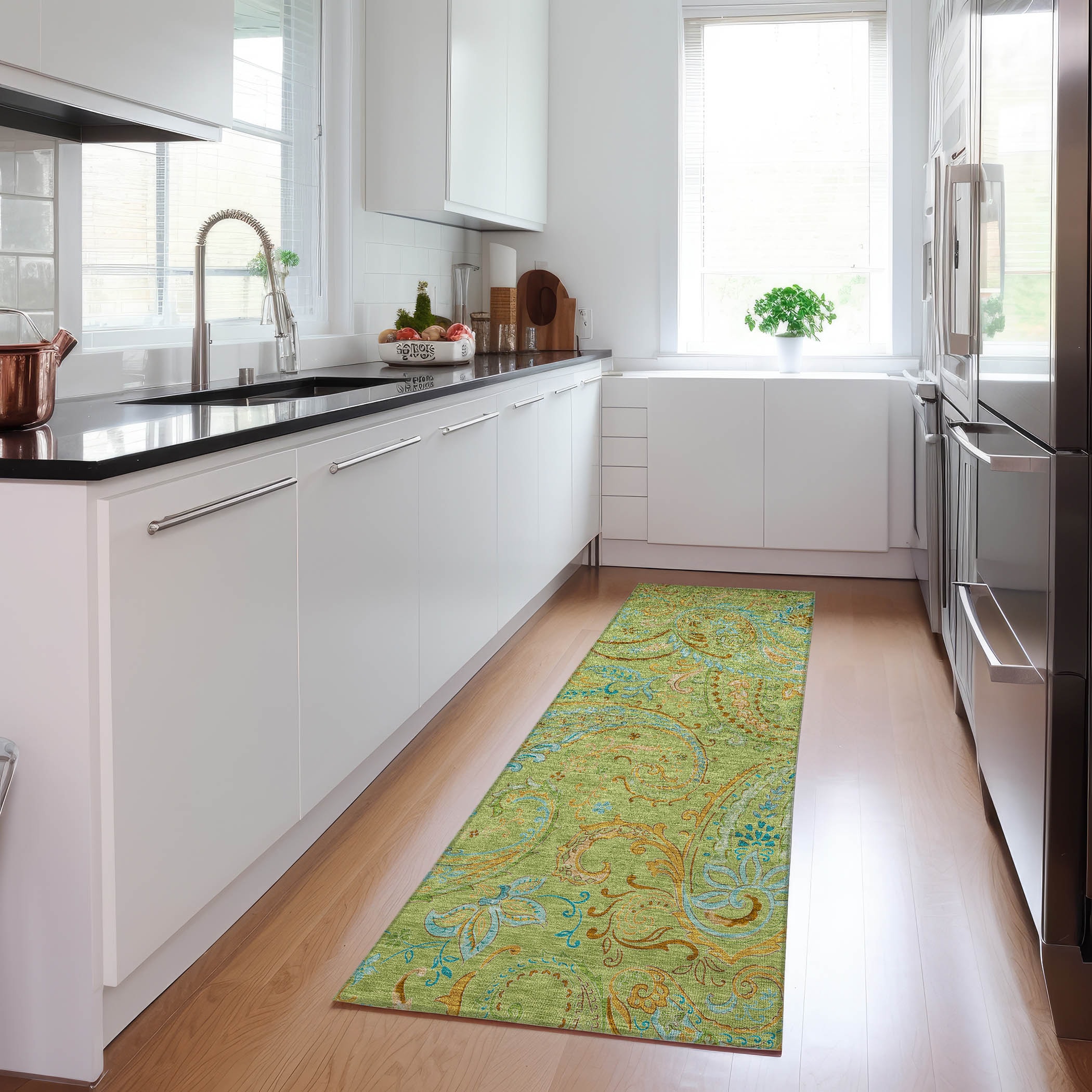 Addison Rugs ACN533AL2X8 Chantille 2 x 7 (ft) Polyester Aloe Rectangular Indoor/Outdoor Abstract Farmhouse/Cottage Machine washable Area rug