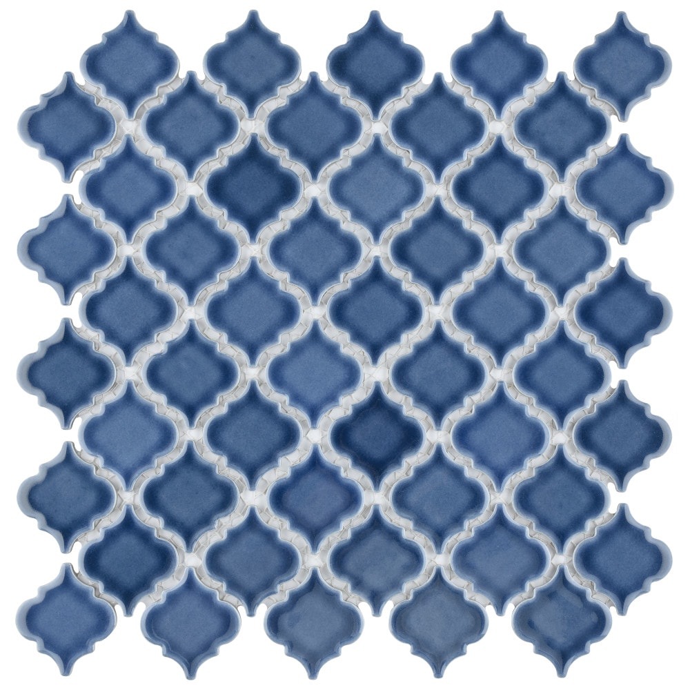 Affinity Tile FKOLTR41 Hudson Tangier Denim Blue 12-3/8-in x 12-3/8-in Glazed Porcelain Arabesque Mosaic Floor and Wall Tile ( 11.0-sq ft Carton )