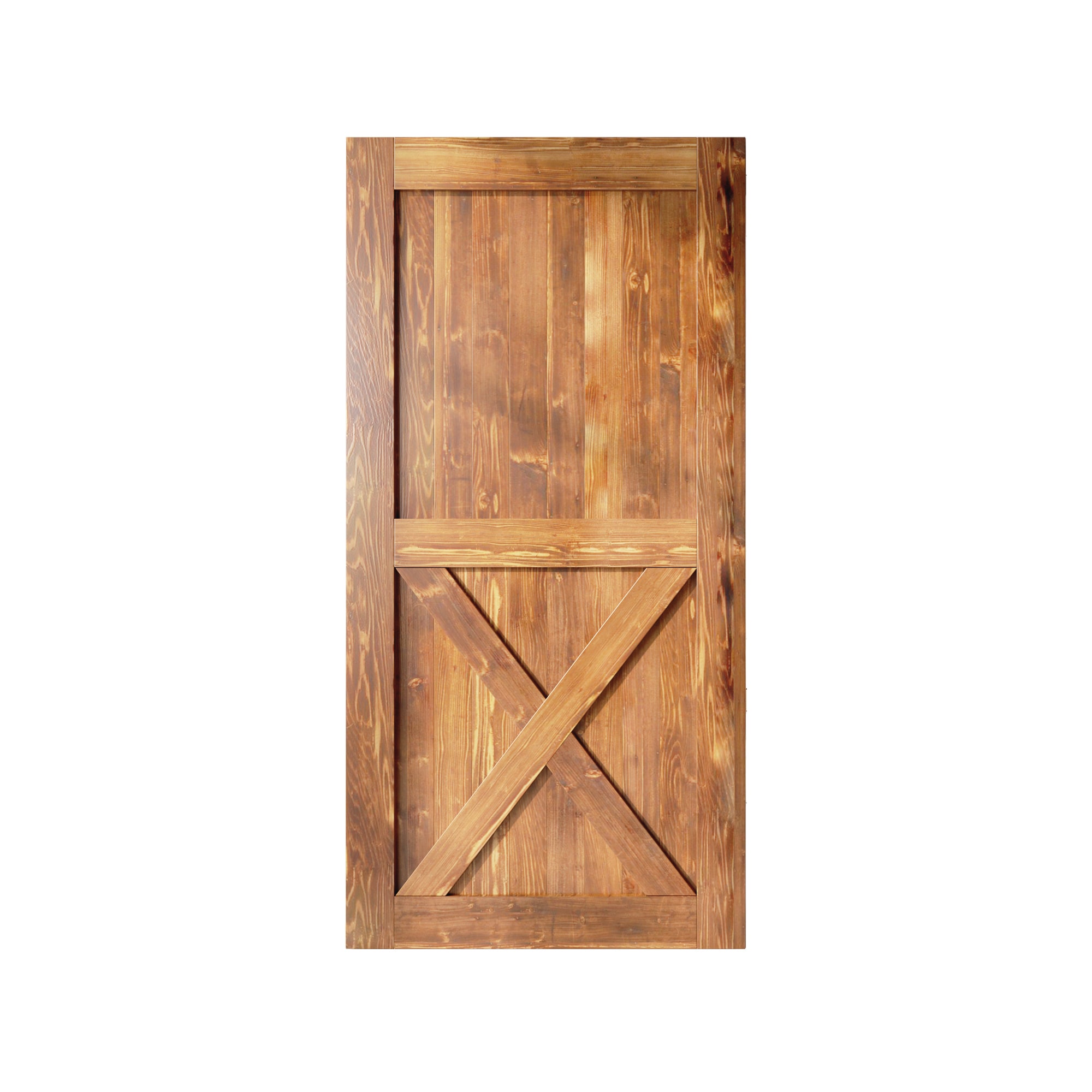 HOMACER 4284-X-EA 42-in x 84-in Early American X-frame Pine Wood Solid core Single Barn Door (Hardware Not Included)