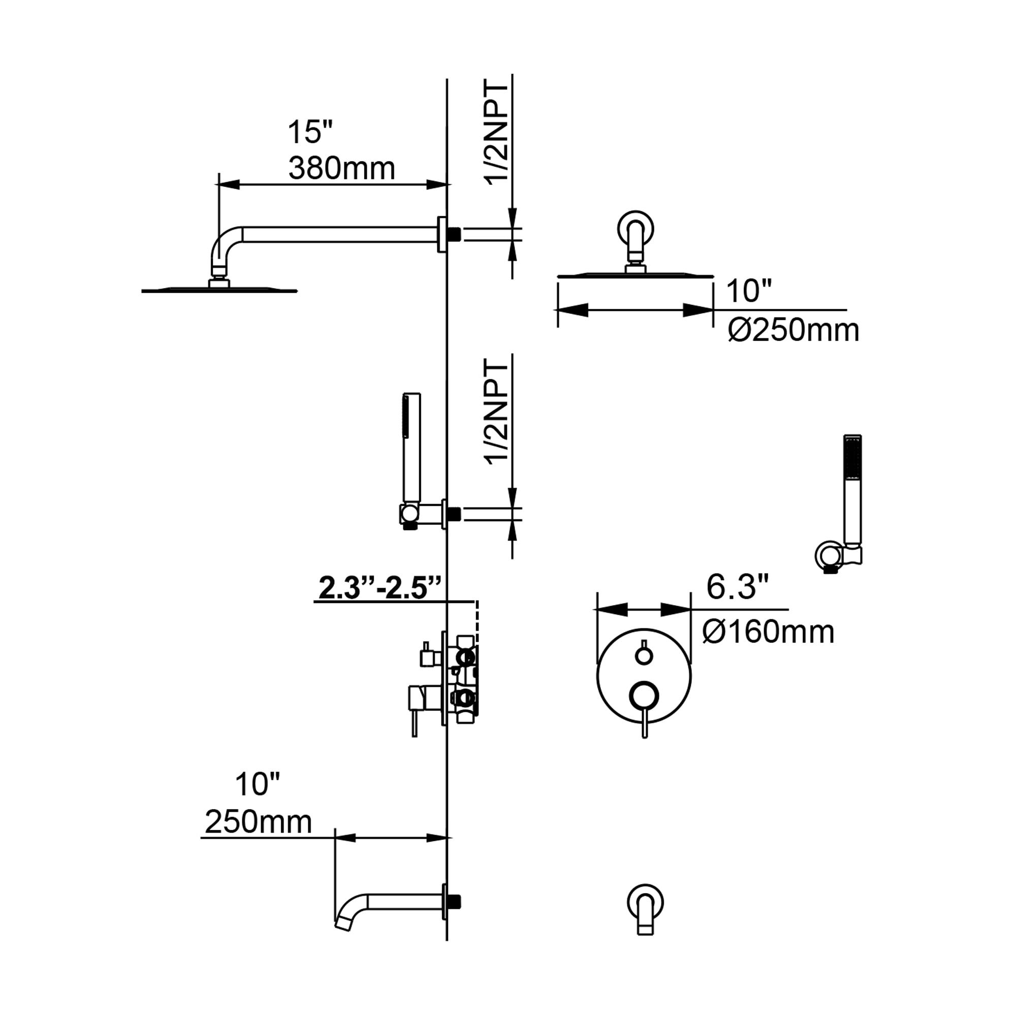Nestfair KPS85025G Showerhead-Bar-Panels - View #12
