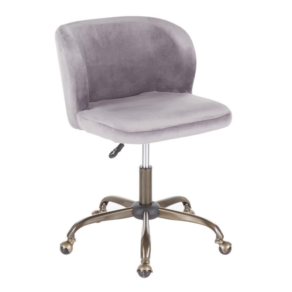 LumiSource OC-FRAN ANVSV Fran Antique Metal, Silver Velvet Contemporary Adjustable Height Swivel Upholstered Task Chair
