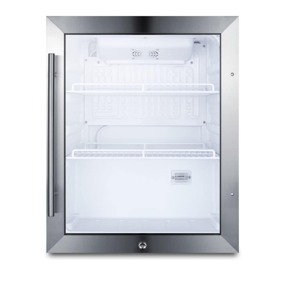 Summit Appliance SCR314L 18.88-Inches W 45 -Can Capacity Stainless Steel Freestanding Indoor Beverage Refrigerator with Glass Door