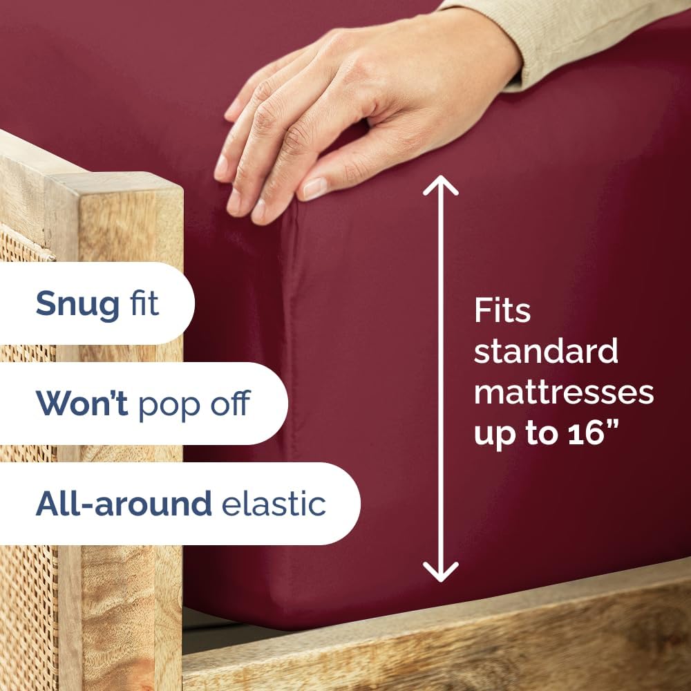CGK Linens 4PC400TCFULLBURGUNDY Sheet-Sets - View #4