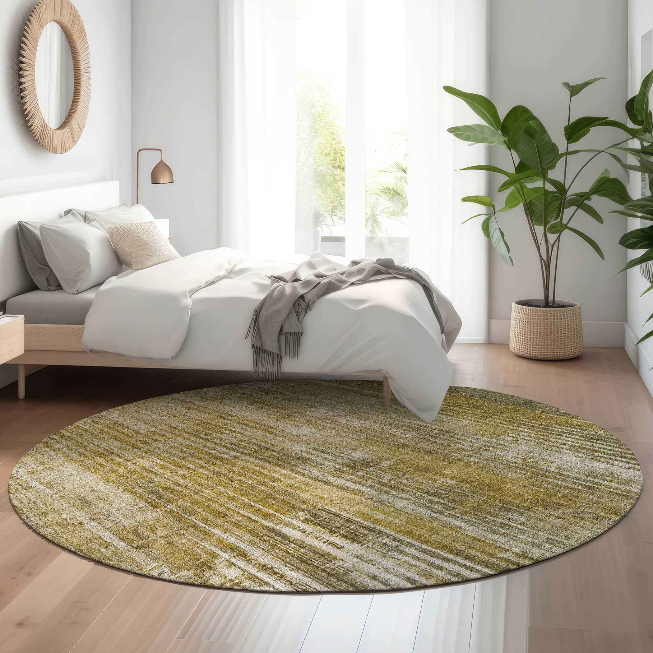 Addison Rugs AMF582BR8RO Mayfield AMF582BR 8 x 8 (ft) Loomed Polyester Brown Round Indoor Geometric Machine washable Area rug