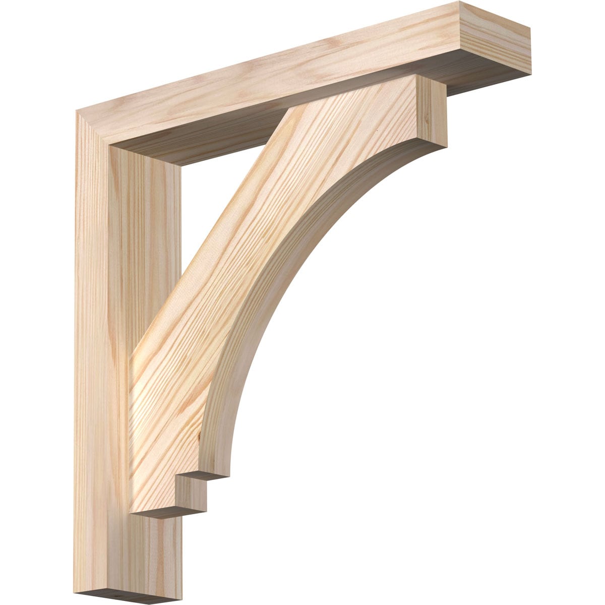 Ekena Millwork 1462908 Imperial Block Smooth Bracket with Offset Brace Douglas Fir Wood Standard Bracket
