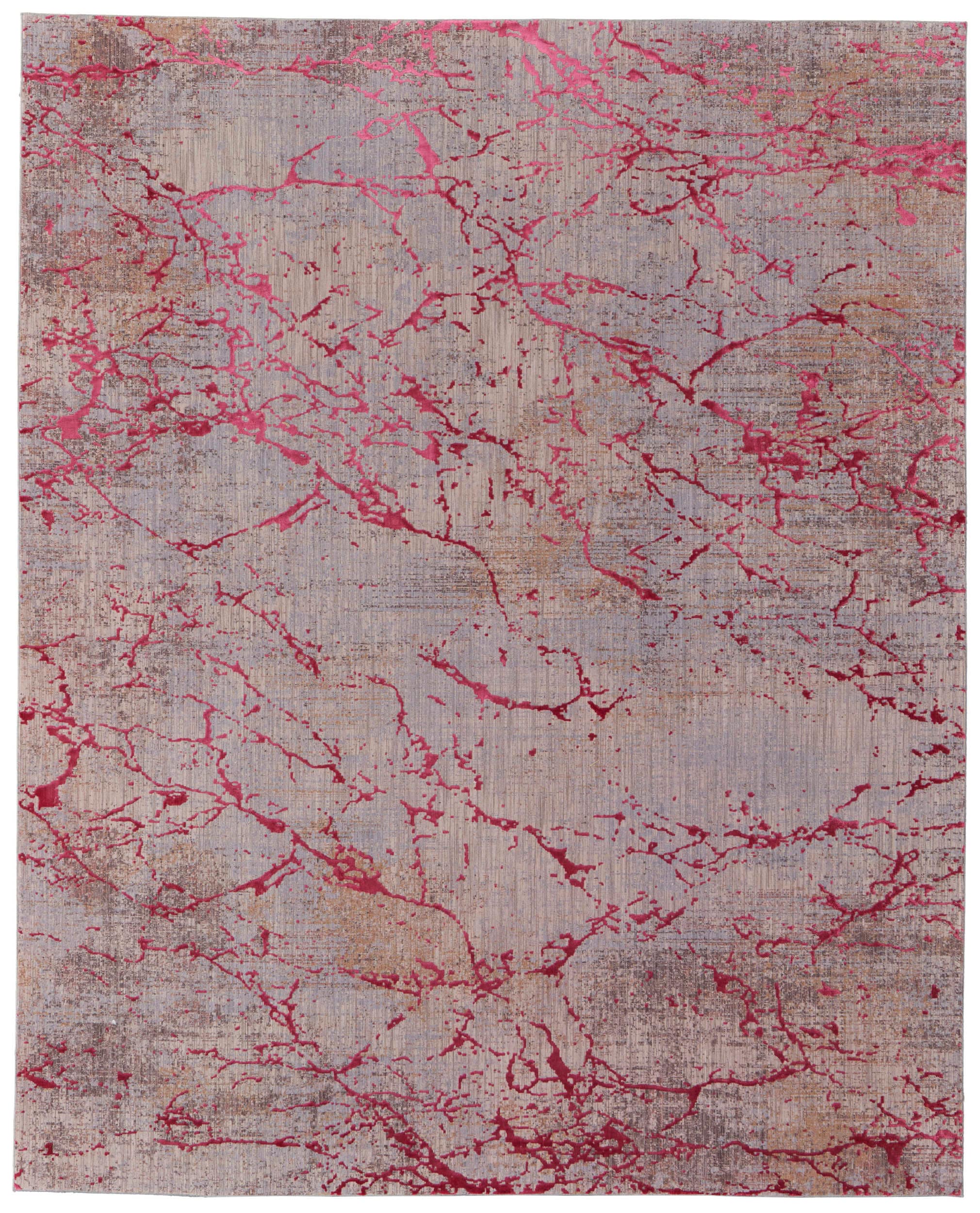 Room Envy PRYR39NEPNKMLTF05 6 x 9 (ft) Loomed Polyester Pink/Gray/Taupe Rectangular Indoor Abstract Area rug