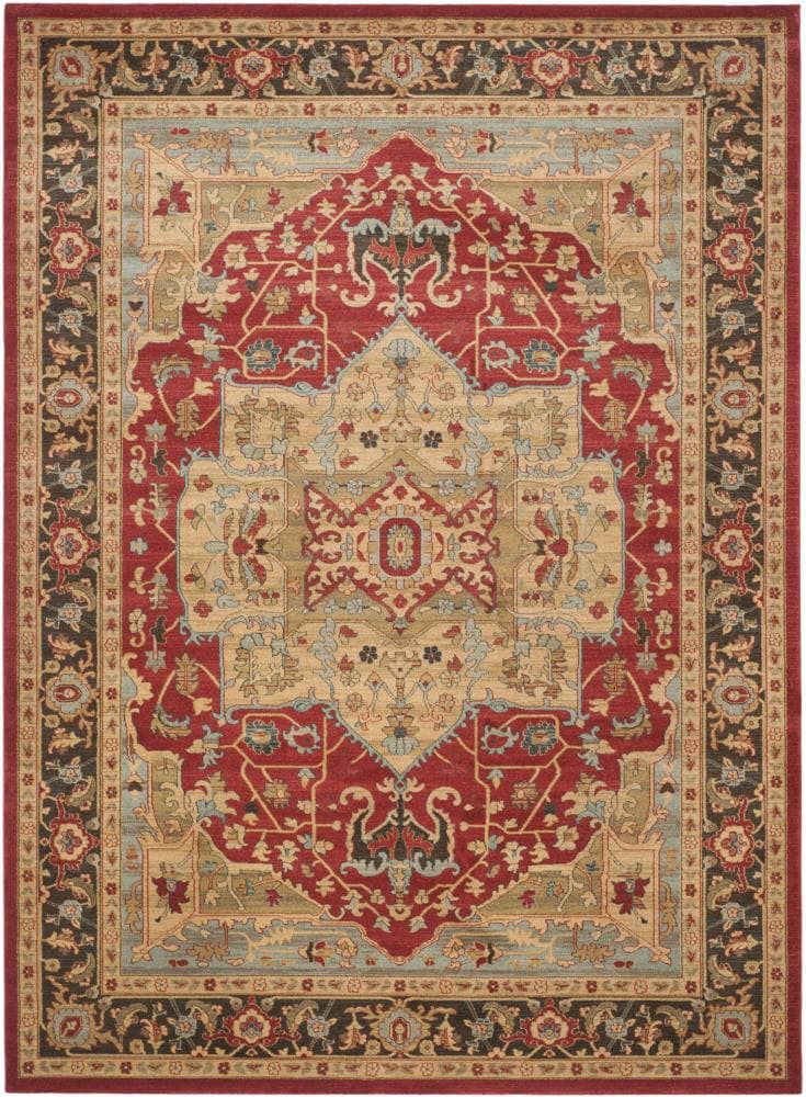 Safavieh MAH625B-810 Mahal Bakite 8 x 10 (ft) Loomed Polypropylene Natural/Navy Rectangular Indoor Floral/Botanical Oriental Area rug