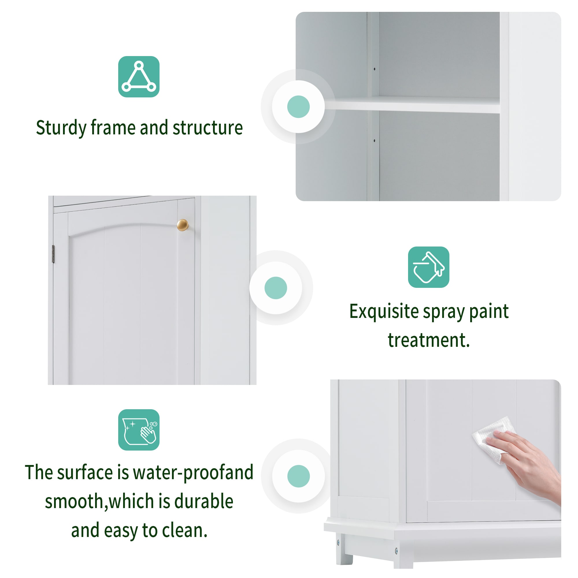 Hrinhom BA04-WHITE Linen-Cabinets - View #8