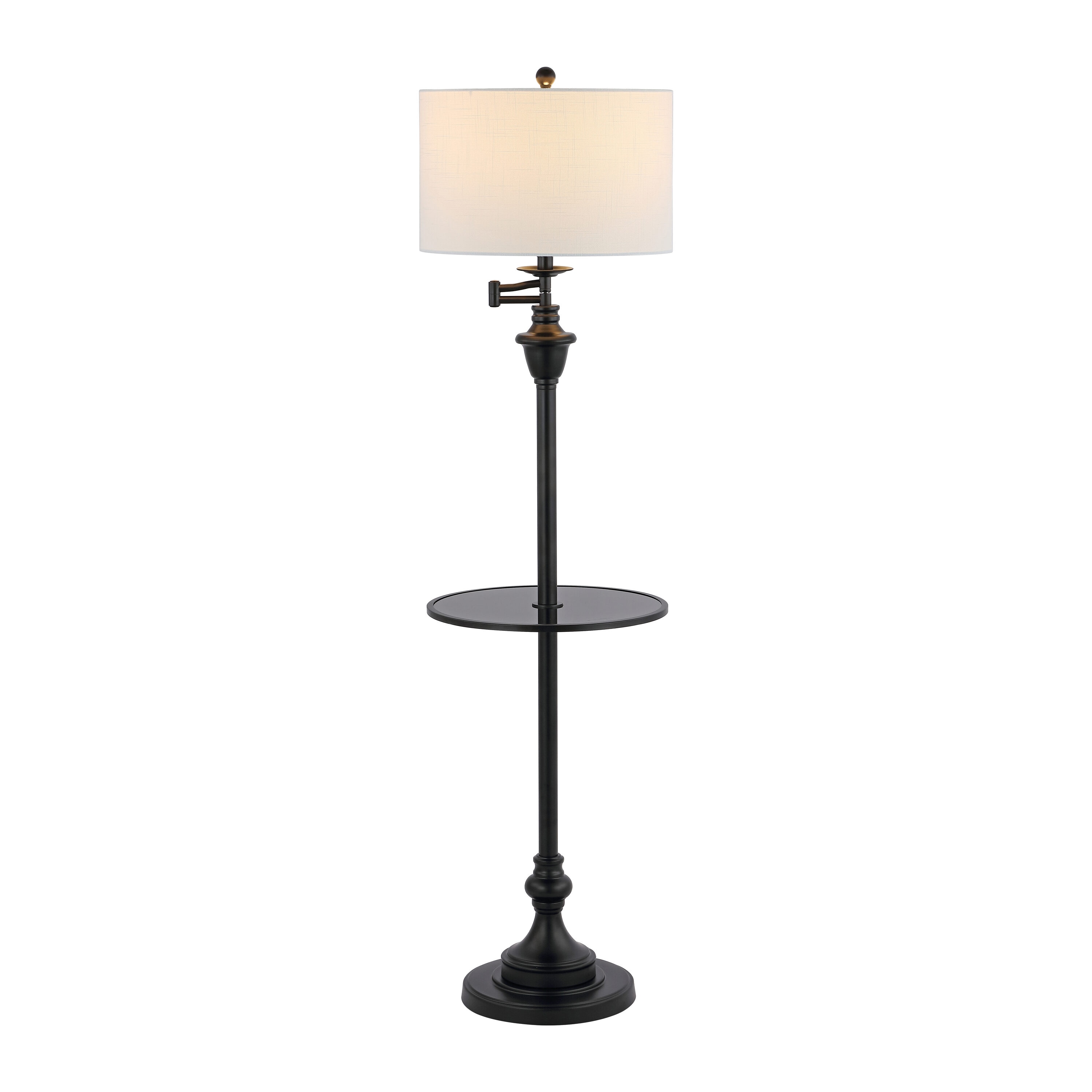 JONATHAN  Y JYL3055D Cora Metal/Glass Transitional 60-in Black Shaded floor lamp Floor Lamp with Fabric Shade