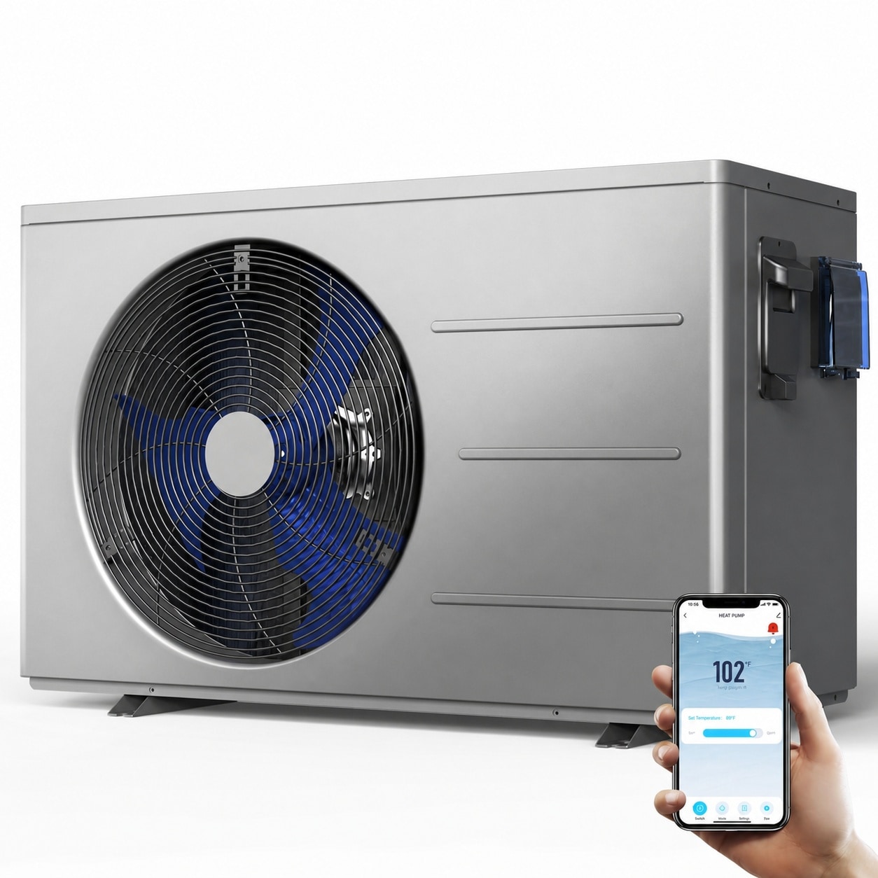 AKSCYZM  40000 BTU Electric Pool Heater for Inground or Above Ground Pools Up to 12000 Gallons Heat Pump WiFi Control Heating Cooling 220V