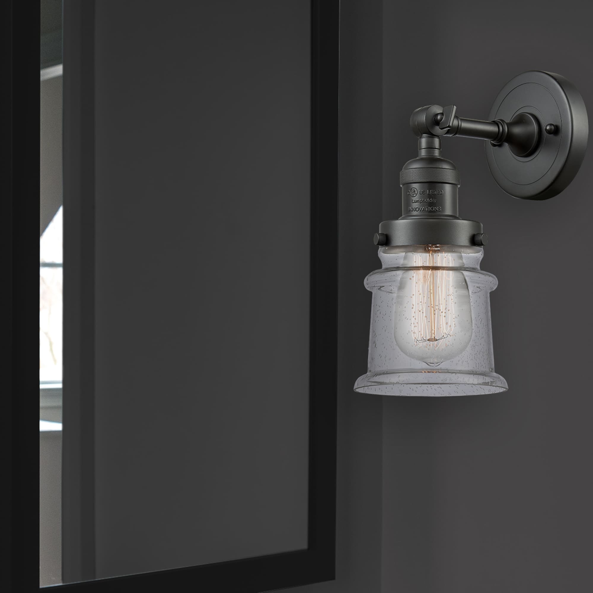 Innovations Lighting 203-OB-G184S Canton 5.25-in W 1 -Light Oil-rubbed Bronze Industrial Wall Sconce