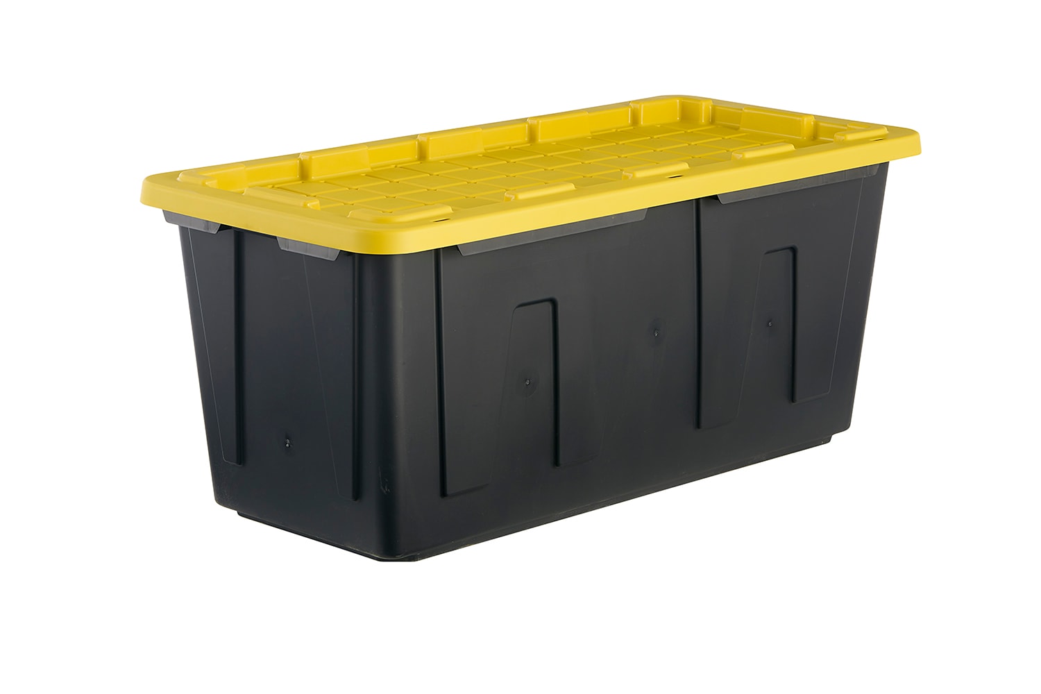 55 Gal. Tough Storage Tote in Black with Yellow Lid