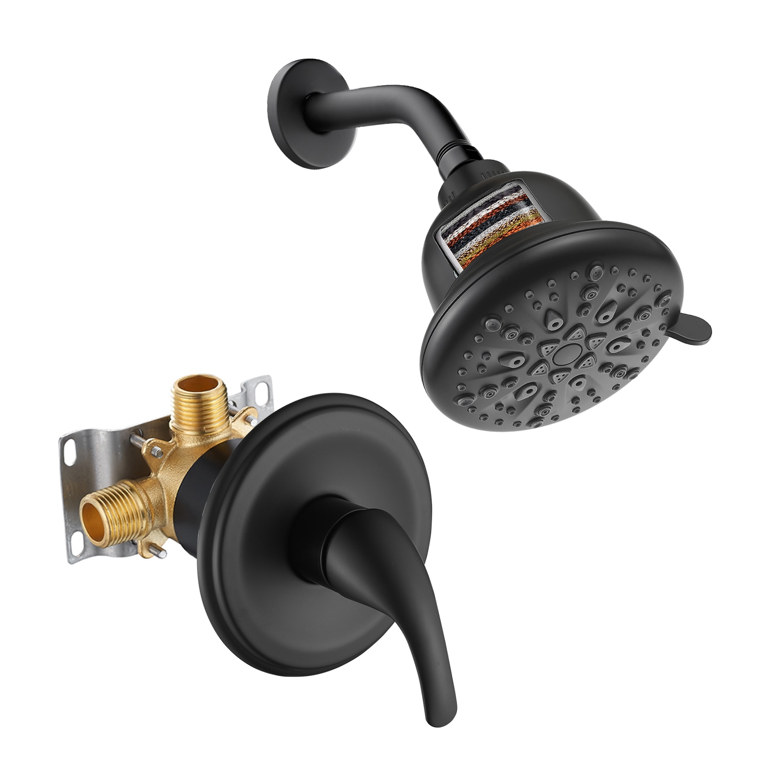 Cobbe LSSFK0307B Black 1-handle Handheld 5.1-in Round Shower Faucet with Valve