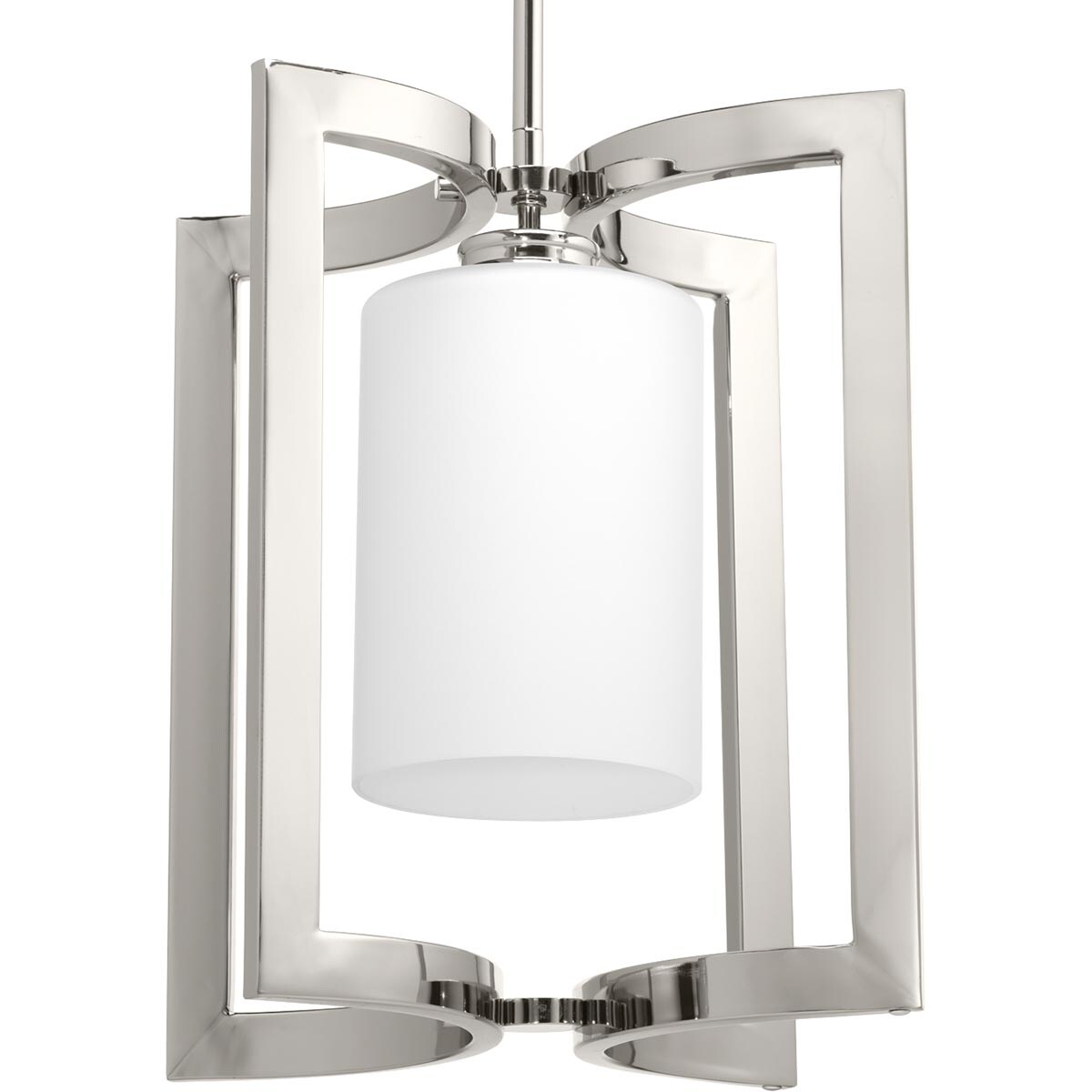 Progress Lighting P500123-104 Celeste Polished Nickel Transitional Etched Glass Cylinder Hanging Pendant Light