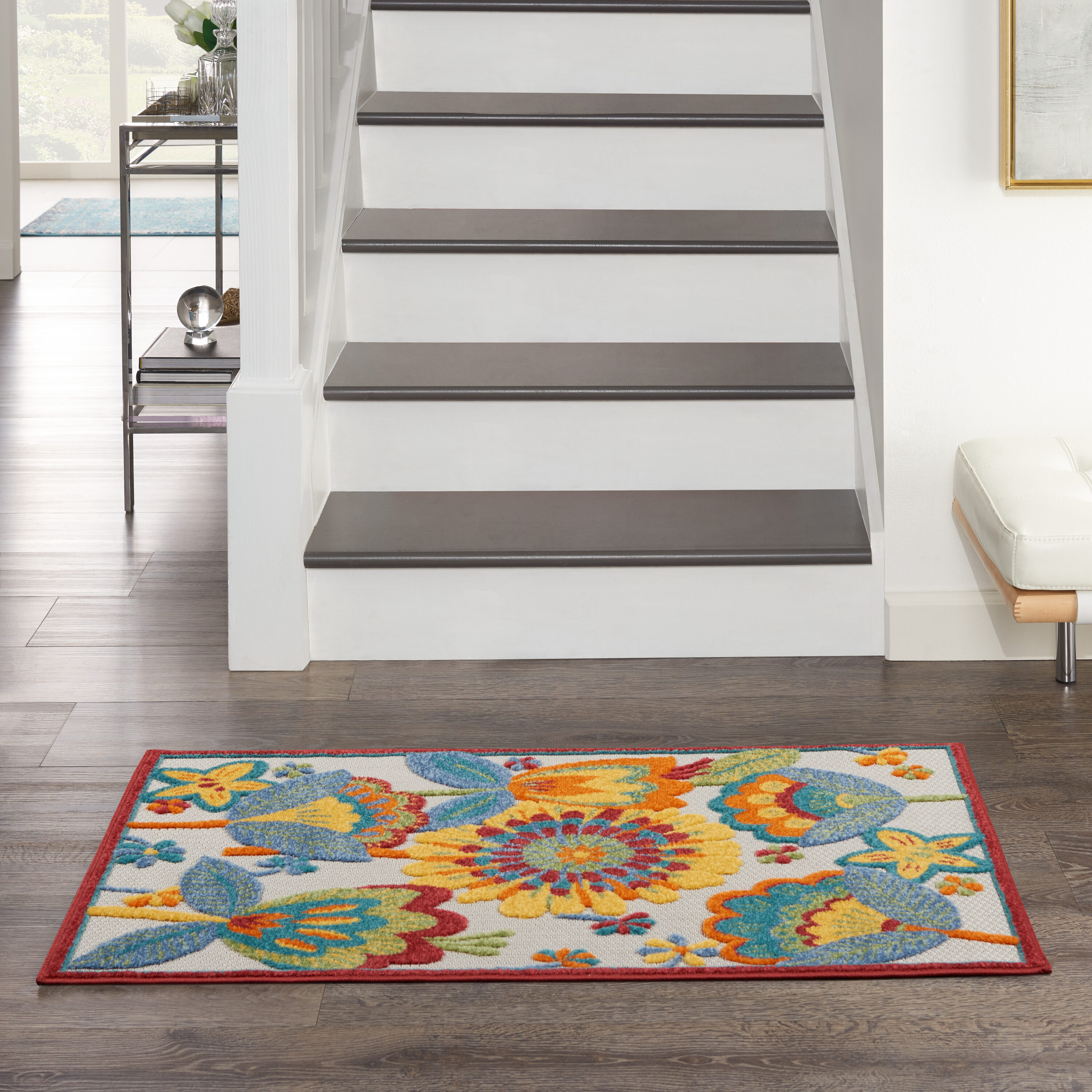 Nourison 099446829092 Aloha 3 x 4 (ft) Loomed Polypropylene Multicolor Rectangular Indoor/Outdoor Floral/Botanical Tropical Area rug