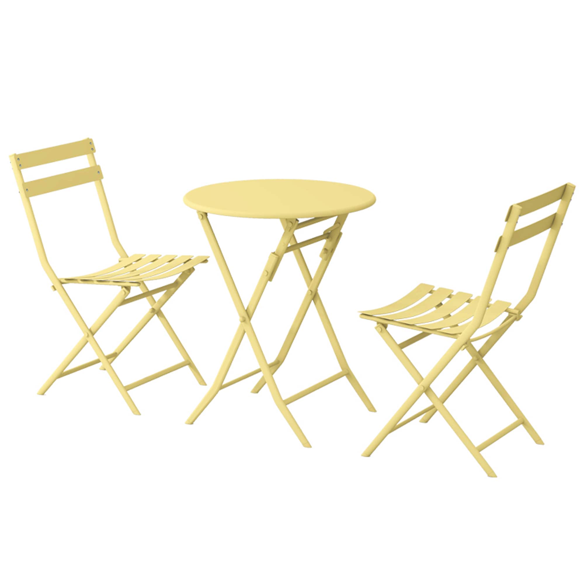 CESICIA W225-OPS-108 Patio Furniture Sets Set of 2 Stackable Yellow Metal Frame Stationary Balcony Chair with Solid Seat