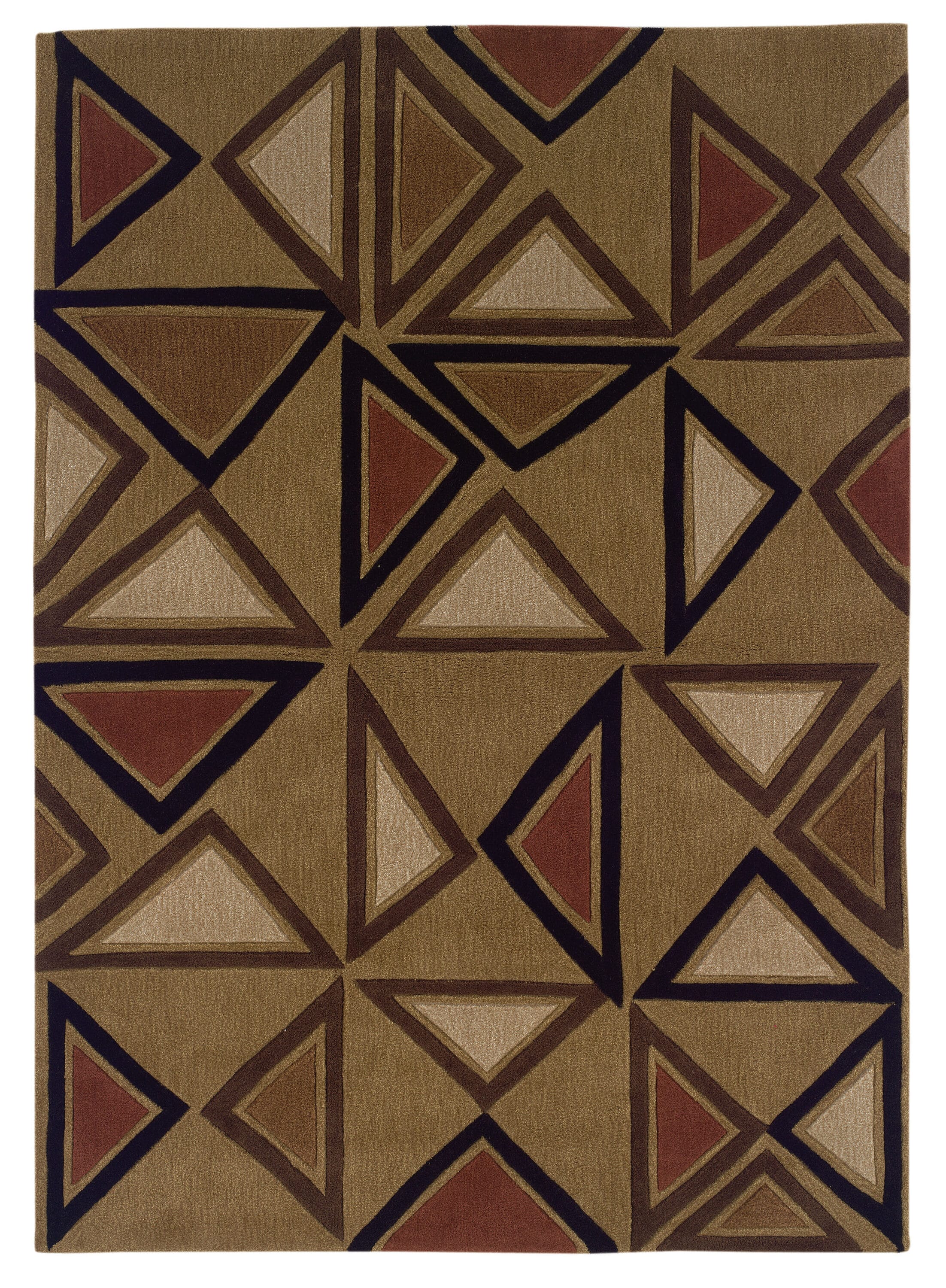 Linon RUG-TA05481 Trio 8 x 10 (ft) Tufted Polyester Camel Rectangular Indoor Geometric Area rug