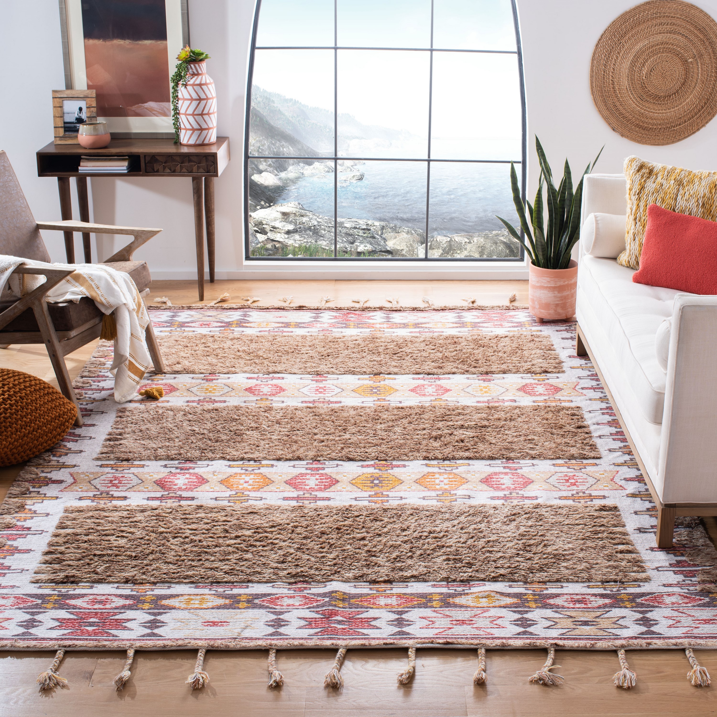 Ivory and Taupe Hand-Loomed Wool Area Rug, 3' x 5'