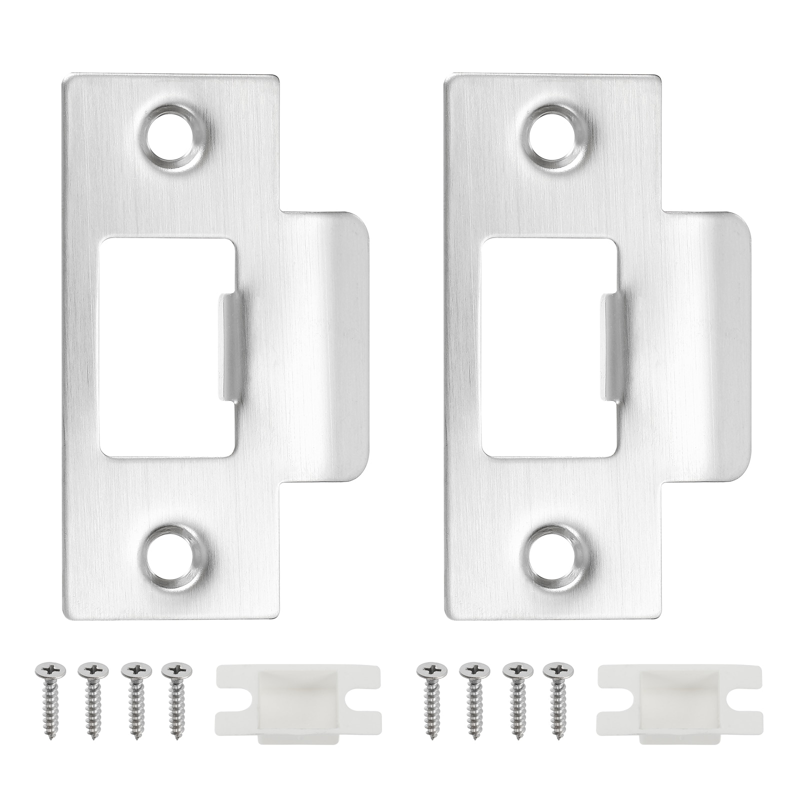 PATIKIL 2-3/4inch Door Lock Strike Plate 2pcs Stainless T Strike Deadbolt Strike PlateDoor Backplate with Screw for Interior Exterior Door Use(Large Hole) Silver