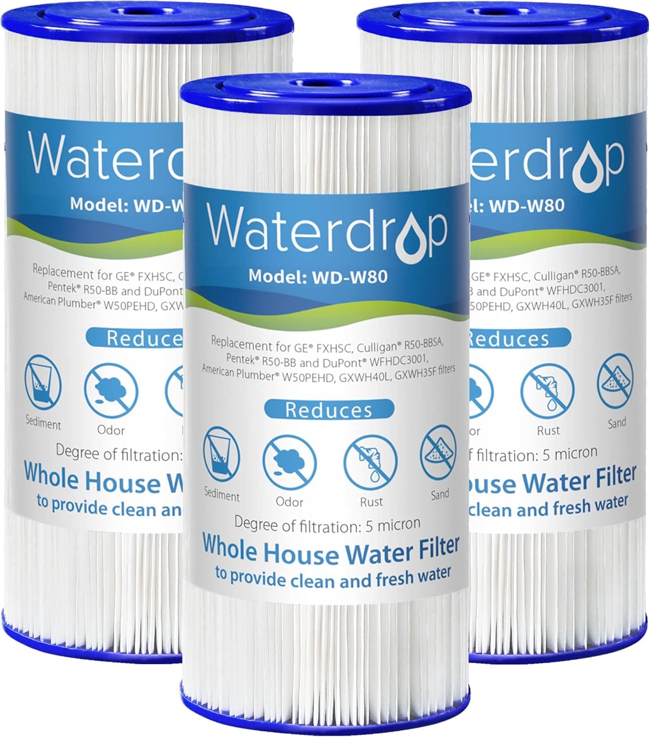 Waterdrop B-WD-FXHSC-3 Whole House Water Filter Whole House 6-Months Replacement Filter 3 -Pack