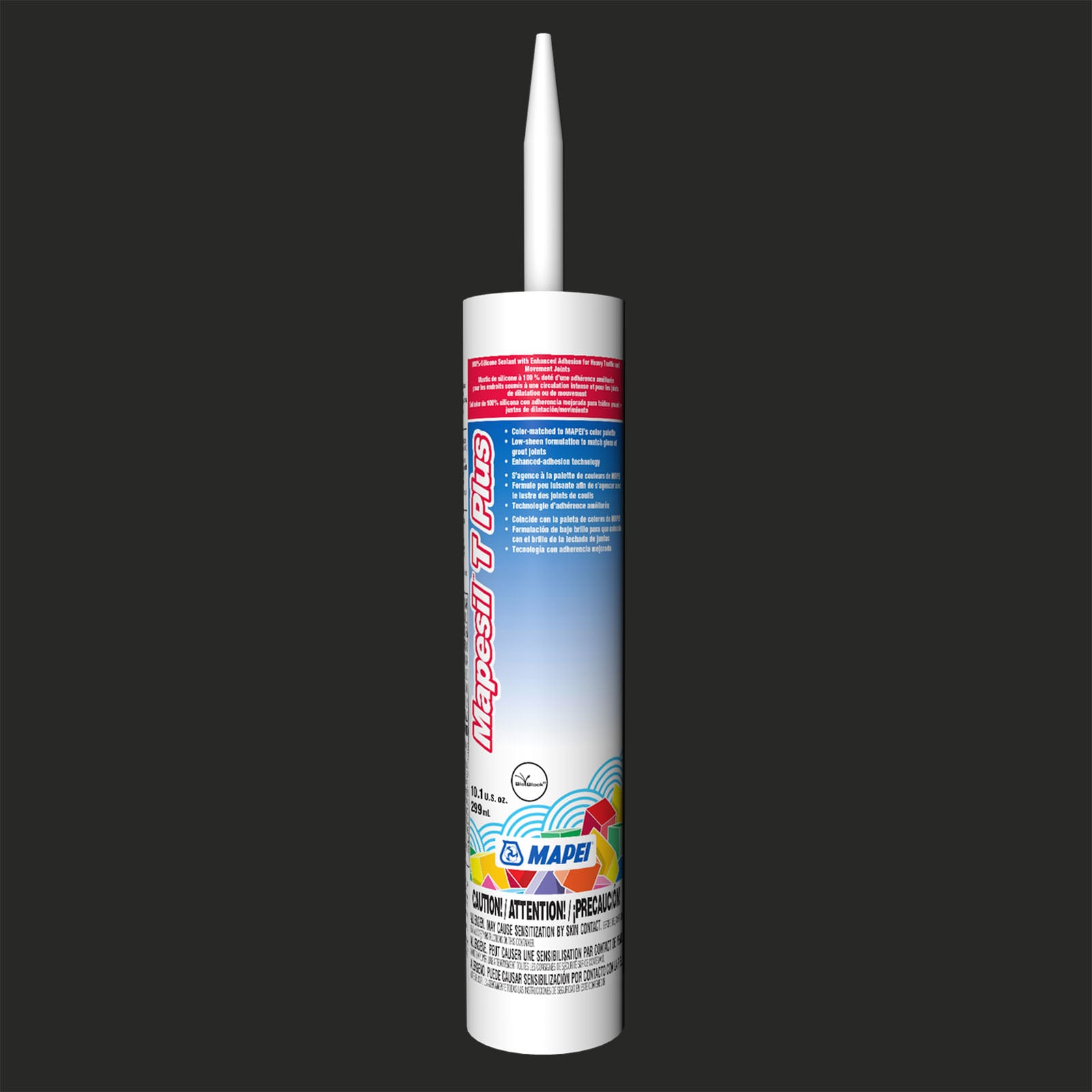 MAPEI 3BU511841 Mapesil T Plus 10.1-oz Tile & grout Jet Black #5118 Silicone Caulk