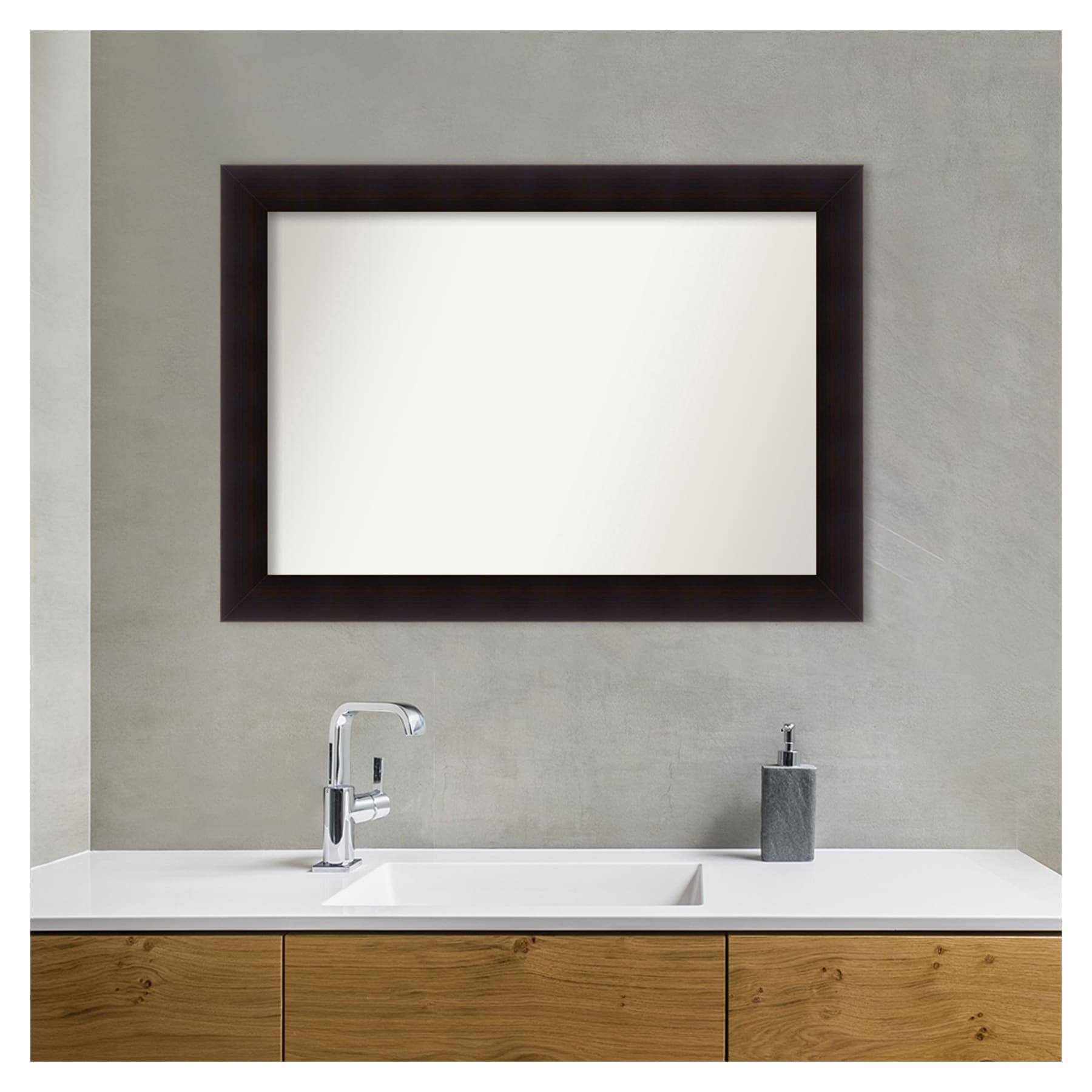 Espresso Wood Framed Full Length Bathroom Vanity Mirror