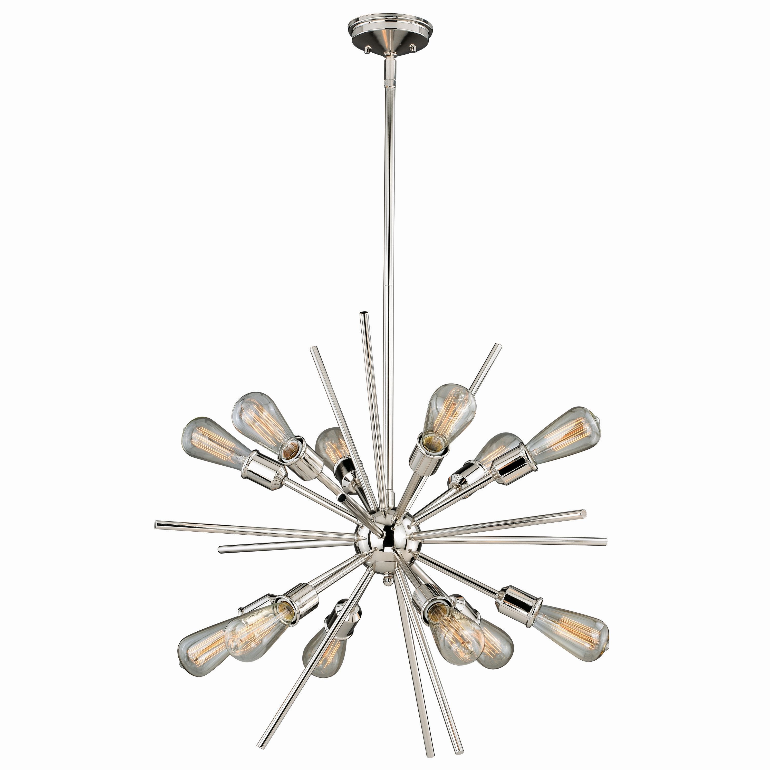 Cascadia P0196 Estelle 12 -Light Polished Nickel Mid-century Sputnik Large Hanging Pendant light