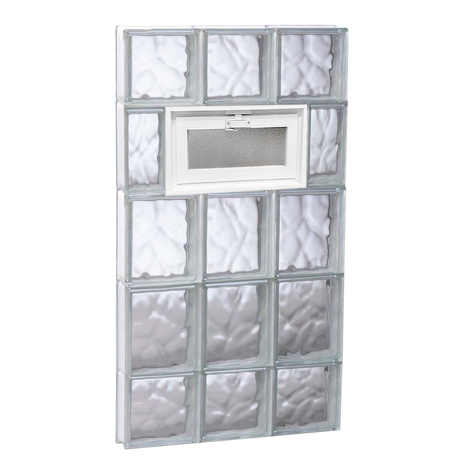 REDI2SET V1836DC Wavy Glass 17-1/4-in x 34-3/4-in Frameless Replacement Vented Glass Block Window