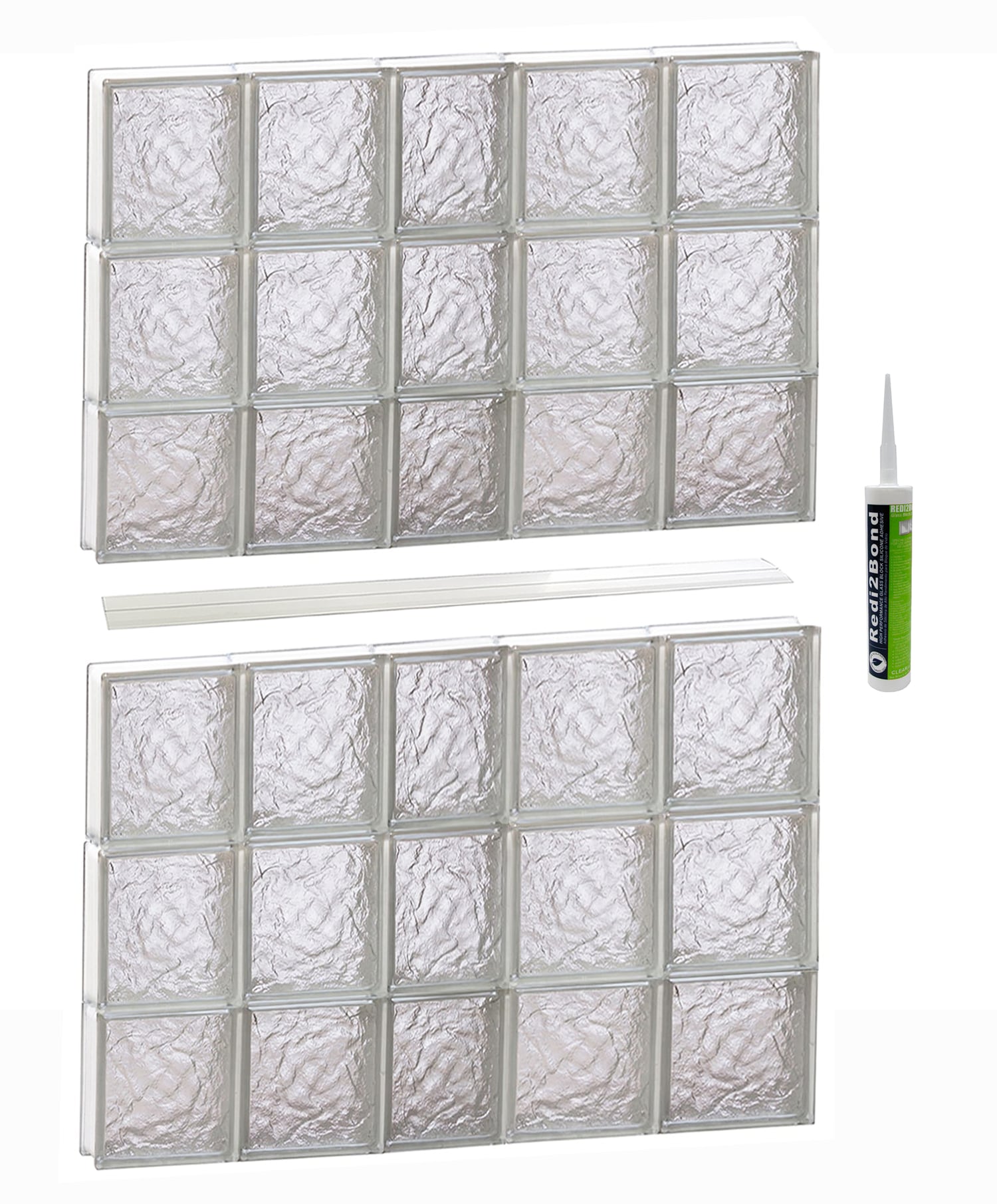 REDI2SET S3848IS Ice Glass 36-3/4-in x 46-1/2-in Frameless Replacement Glass Block Window