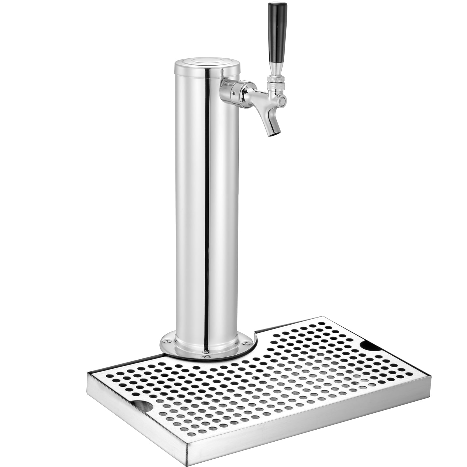 VEVOR SCLTJZDLTSBD03802V0 Kegerator Tower Kit Single Tap Beer Conversion Kit Stainless Steel Keg Beer Tower Dispenser with Dual Gauge CGA320 Regulator and D-System Keg Coupler Beer Drip Tray for Party Home