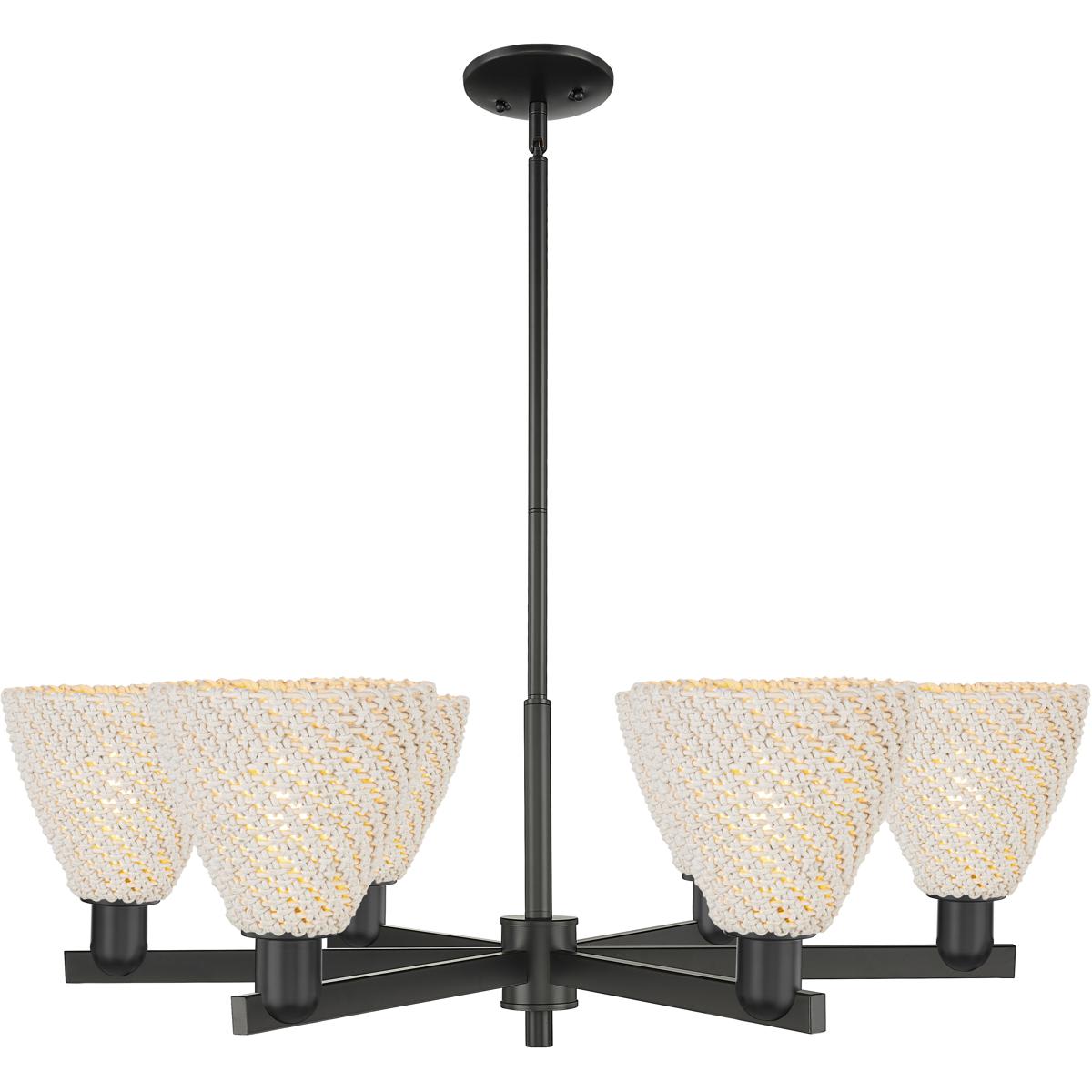 Innovations Lighting -  716-6CR-BK-NBD-75-NAT Natural Ballston Dome Chandelier Matte Black
