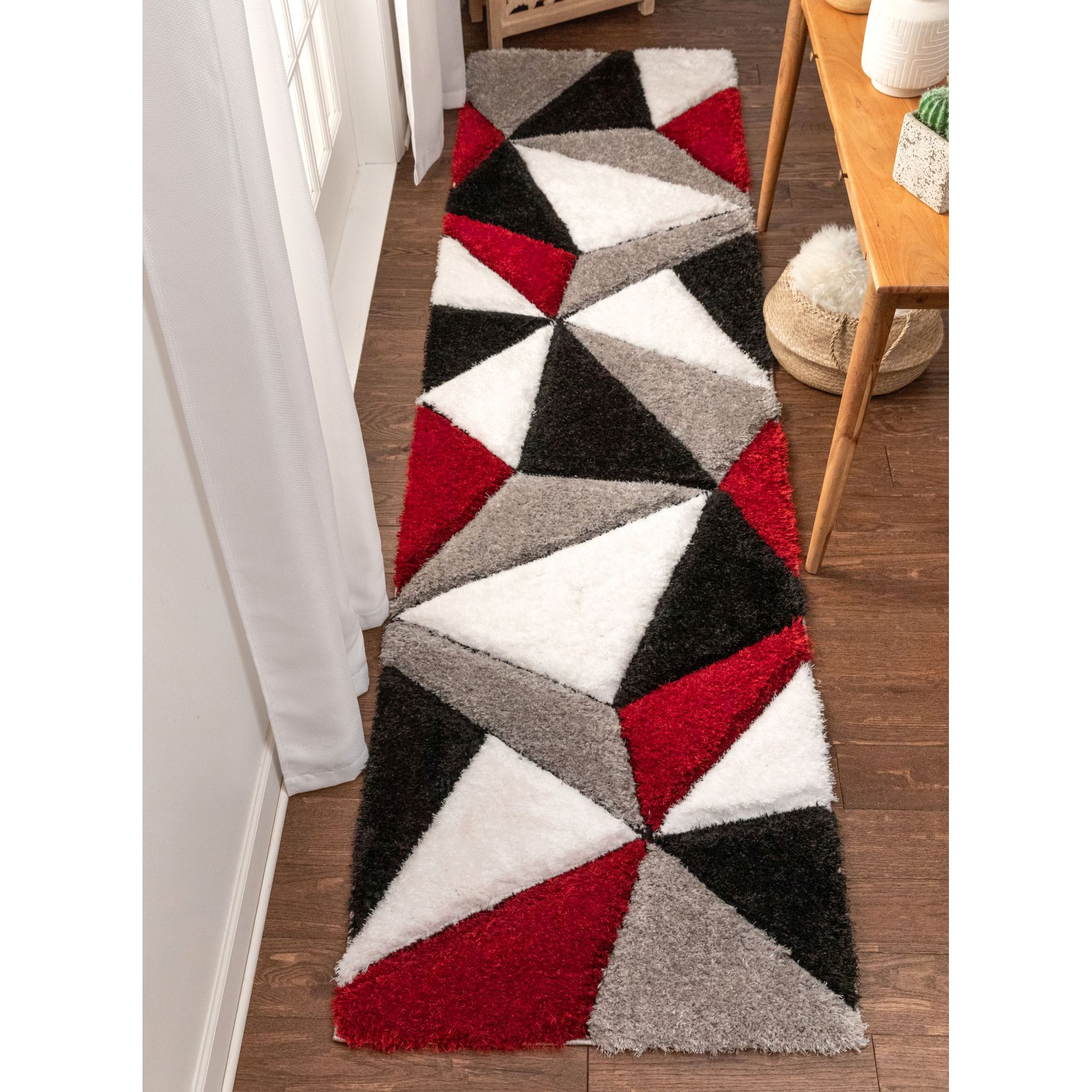 Well Woven SF-40-2L San Francisco 2 x 9 (ft) Loomed Polyester Red Rectangular Indoor Geometric Mid-Century Modern Runner rug