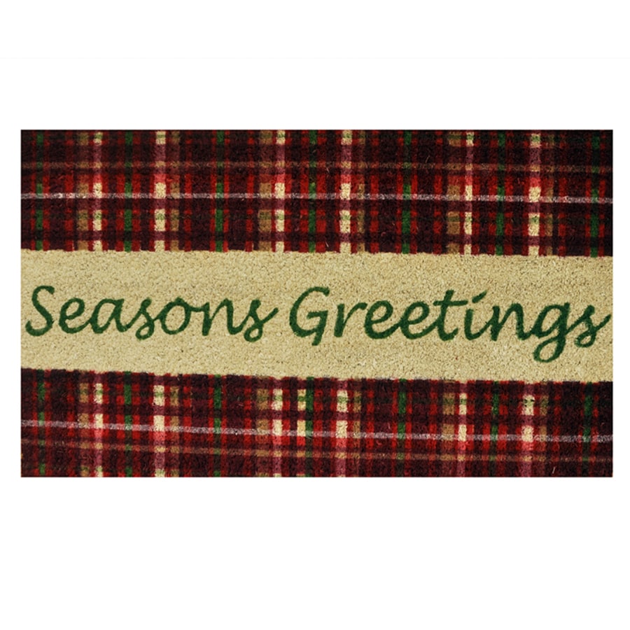 Holiday Living JJ-TI 1667 Red/Pink Coir Rectangular Indoor or Outdoor Door Mat