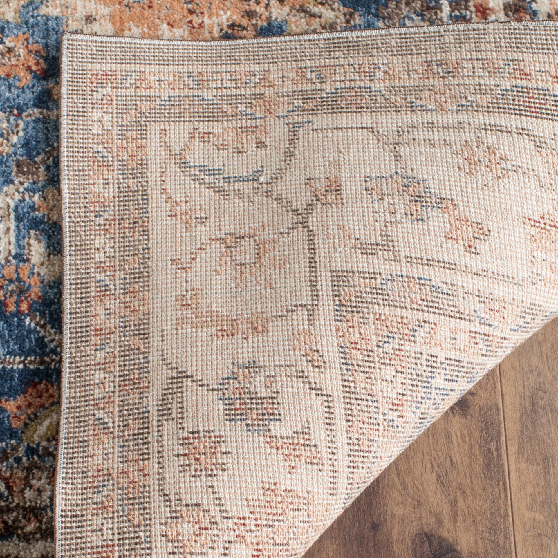 Royal Ivory Floral Motif Synthetic Area Rug 6'7" x 9'
