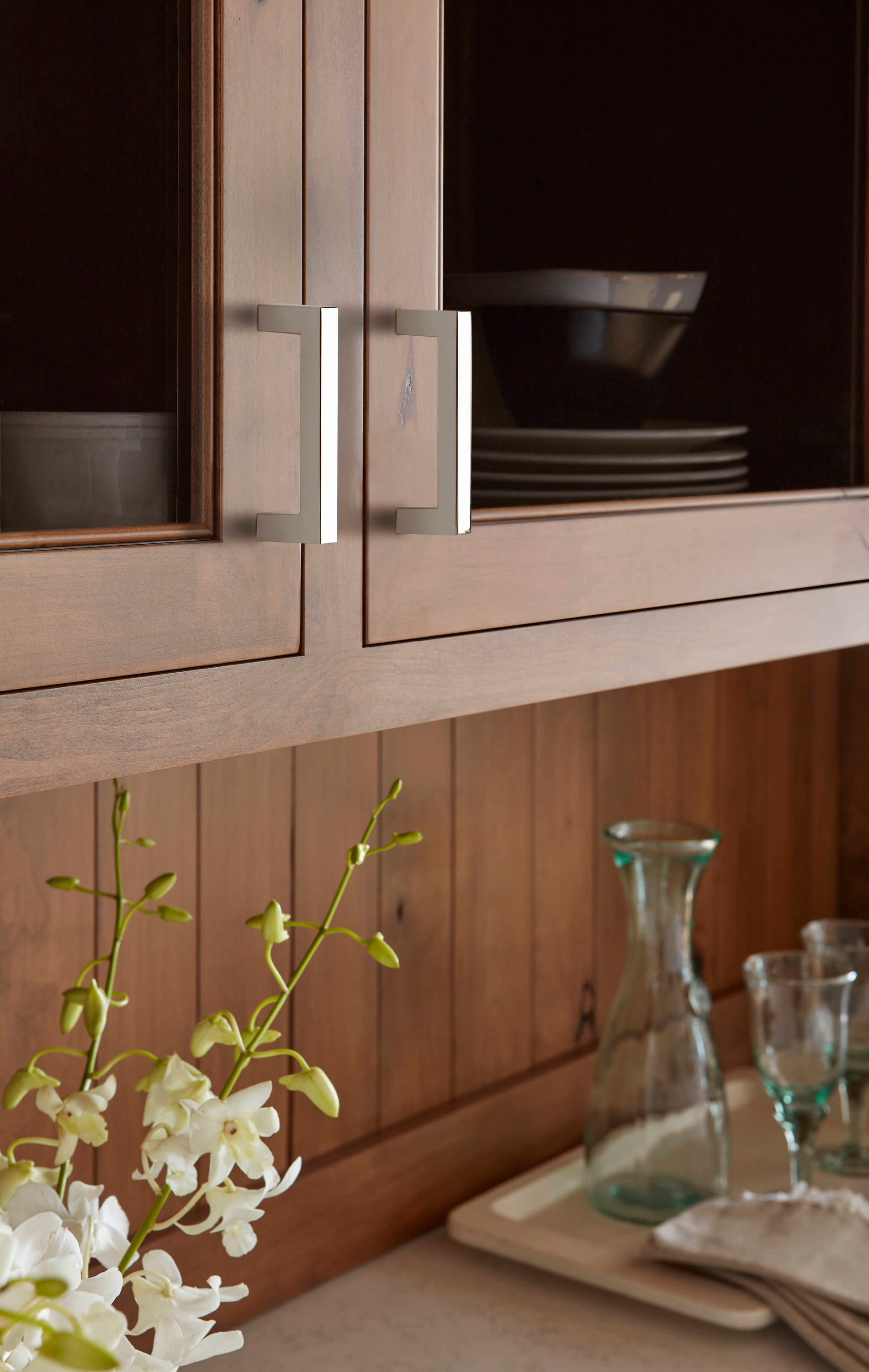 Polished Nickel Modern Rectangular Bar Cabinet Pull with Mounting Hardware